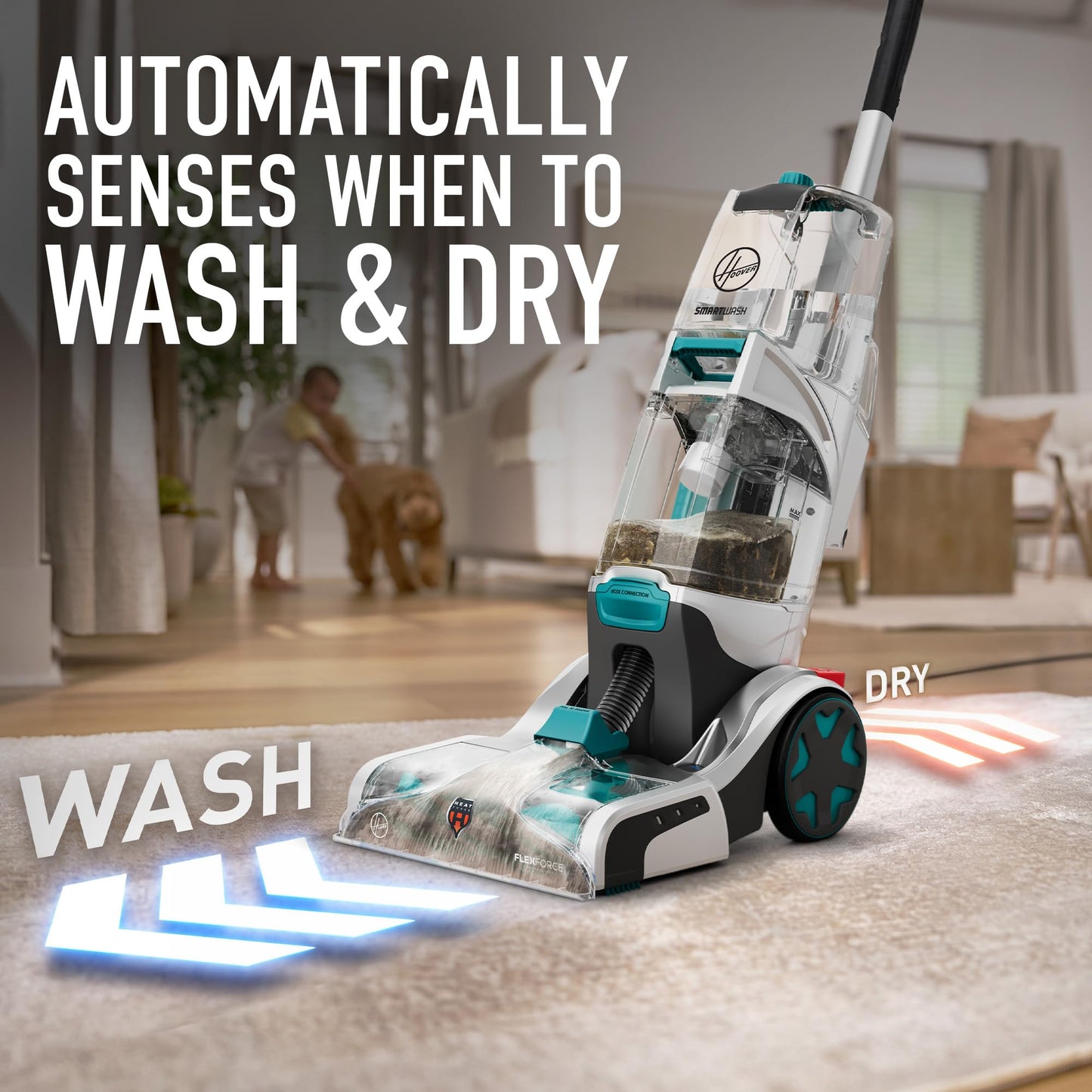 Hoover Smartwash FH52000G, Limpiador automático de alfombras, Color Turquesa