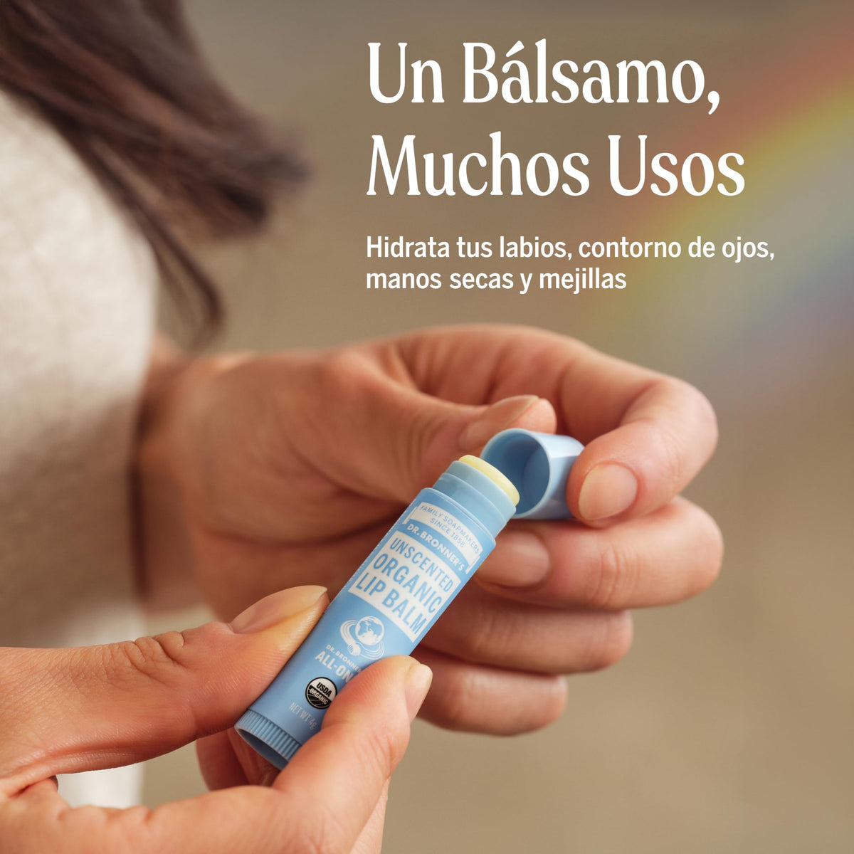Dr. Bronner's | Bálsamo labial orgánico nutritivo y protector, fórmula natural - Sin Aroma, 4 g (6 Pack)