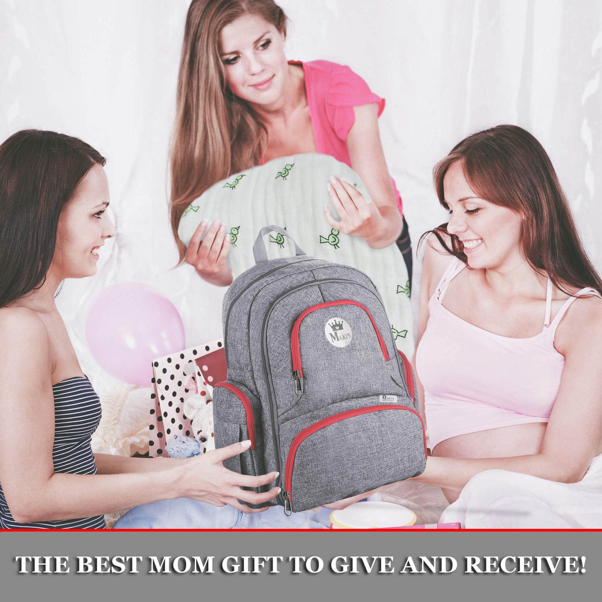 Mochila para pañales de bebé, para niñas y niños, bolsa de pañales grande, organizador de mochila con correas para carriola y bolsillo para toallitas de bebé. Bonus - Bolsa térmica para botellas y cambiador de bebé. Regalo perfecto para mamá y papá.
