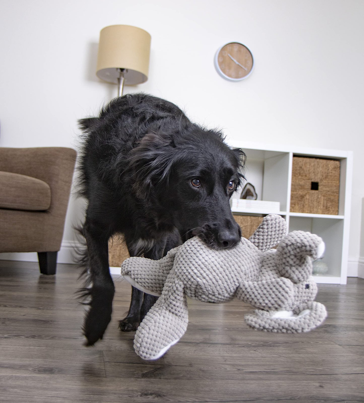 goDog Checkers Elephant With Chew Guard Technology Tough Plush Dog Toy, Grey, Large