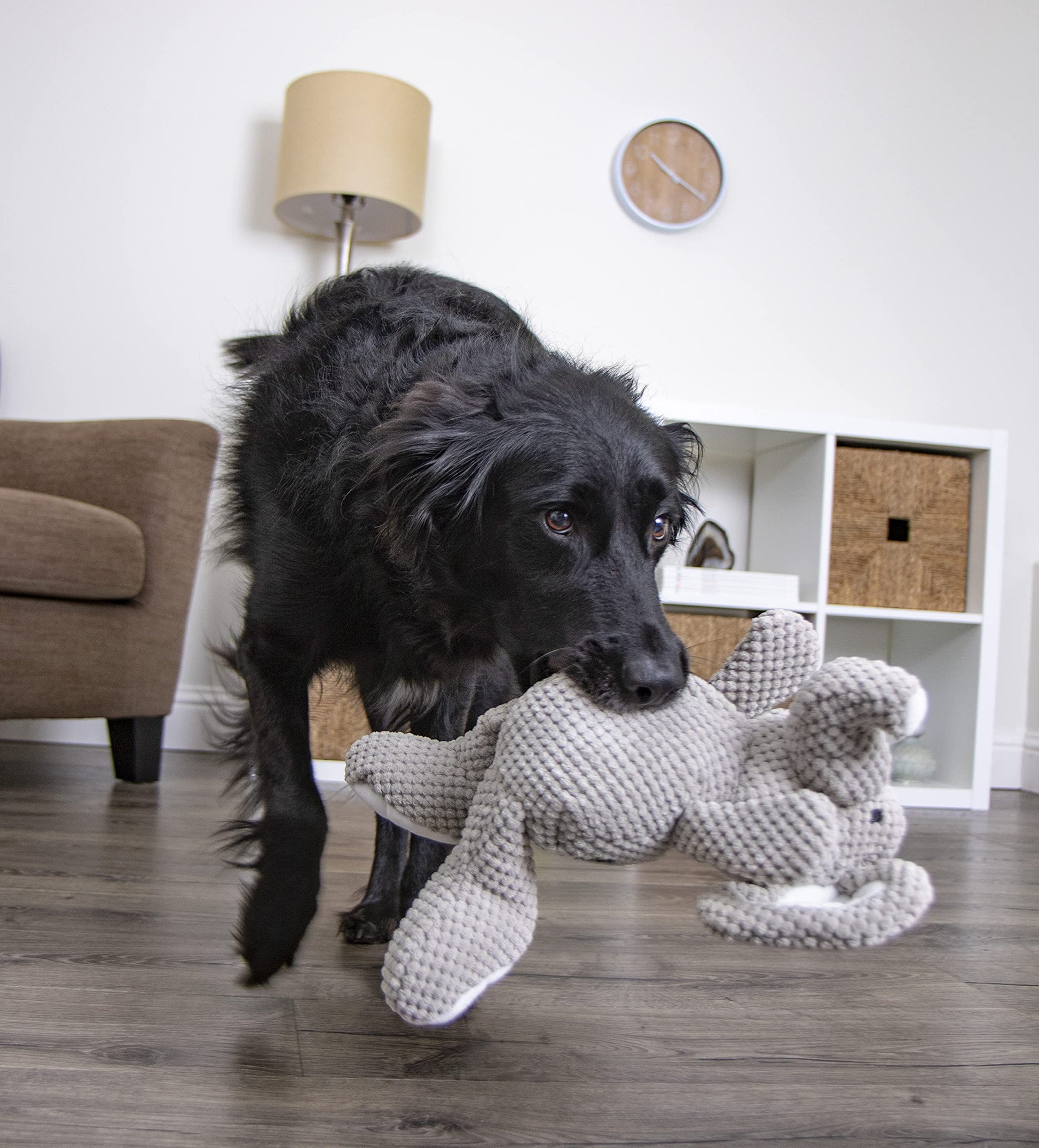 goDog Checkers Elephant With Chew Guard Technology Tough Plush Dog Toy, Grey, Large
