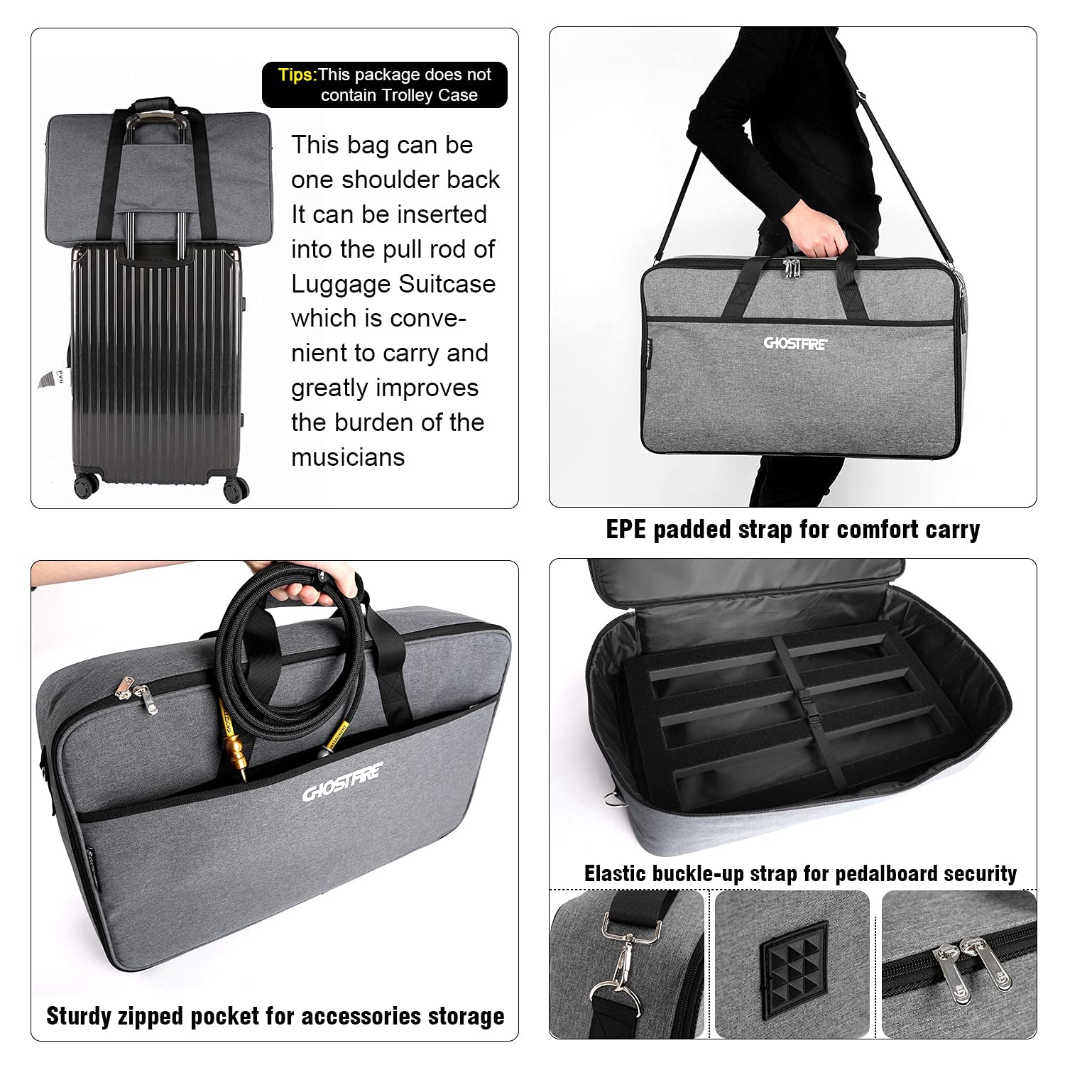 GHOSTFIRE Ghost Fire - Pedalera de aleación de aluminio de 3 libras con bolsa de transporte, serie V (V-STANDARD 2.0)