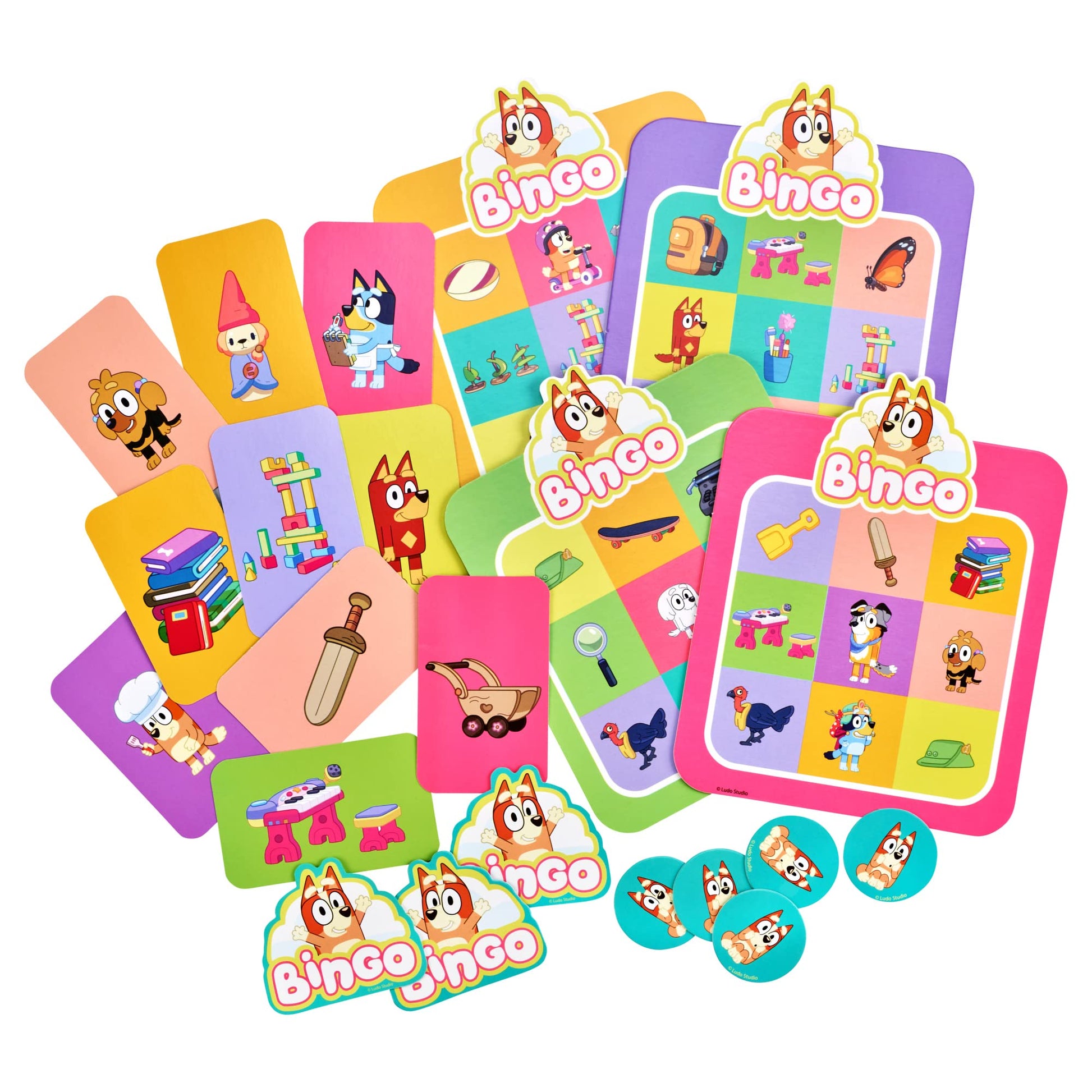 Bluey Juego de Cartas de Bingo de Bingo, Amigos de la Escuela, Multicolor (17376)