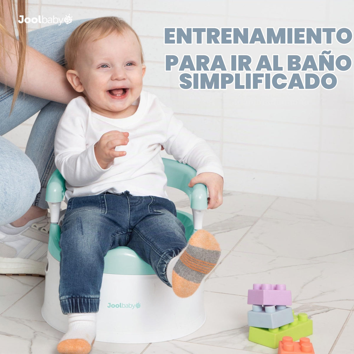 Jool - Silla de baño para bebé para entrenamiento de inodoro, protector contra salpicaduras y soporte de espalda (aguamarina)
