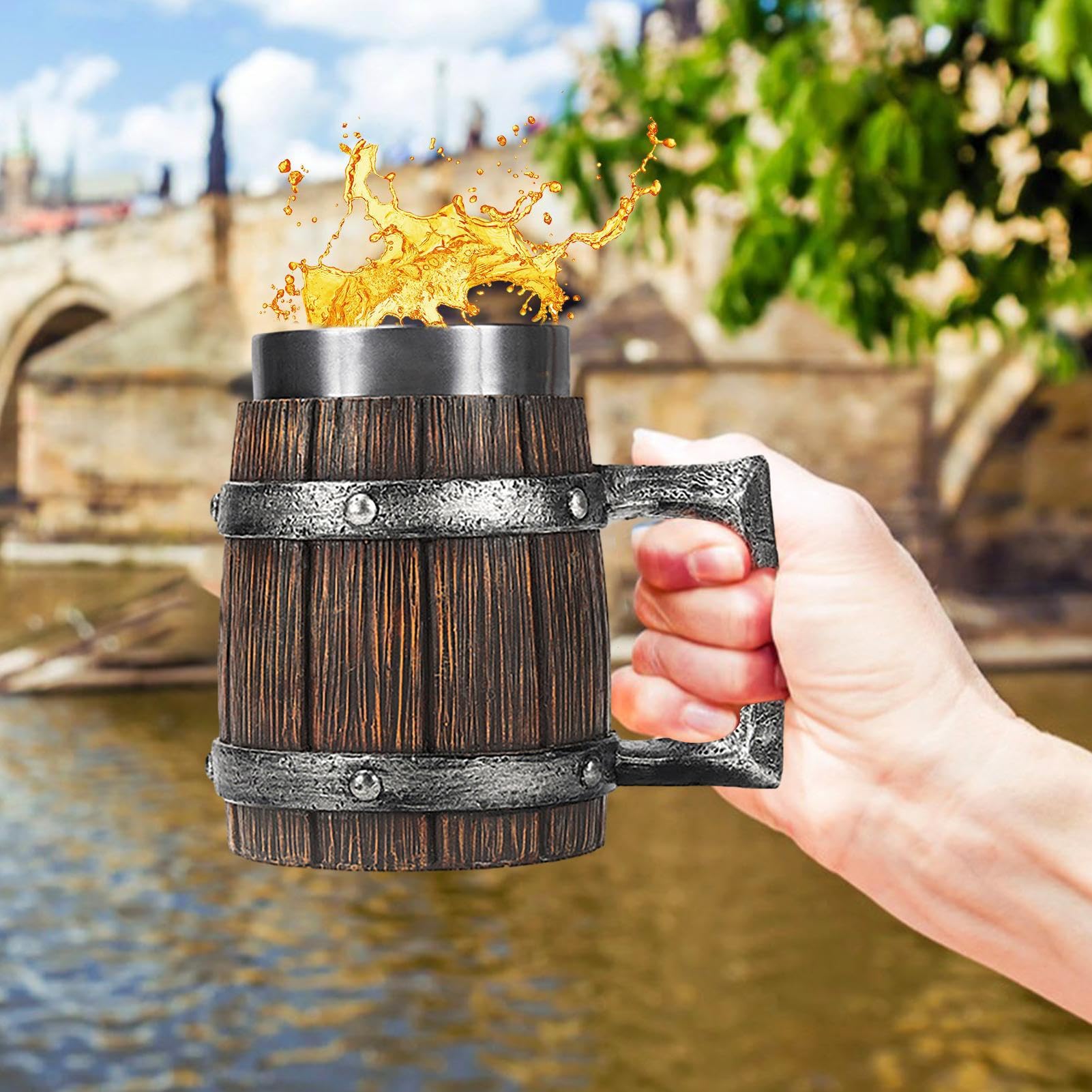 Taza Cerveza PUCHEN café Vikingo Madera para Hombre