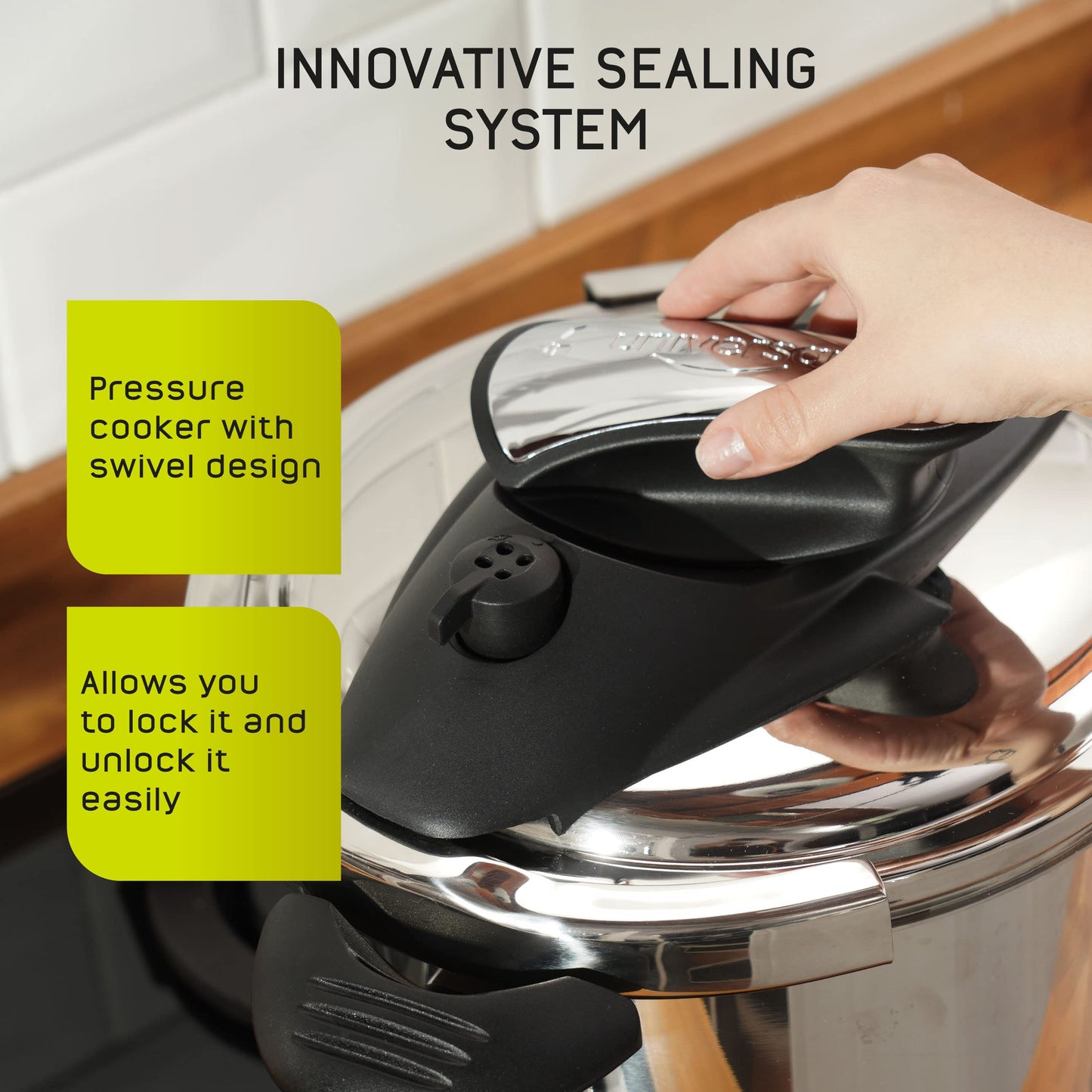 Olla de Presión Universal Acero Inoxidable 4 Litros con Tapa de Vidrio para Cocinas de Inducción