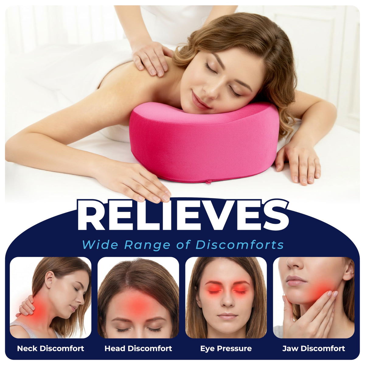Almohada Facial de Espuma Viscoelástica Ajustable para Masaje y Spa