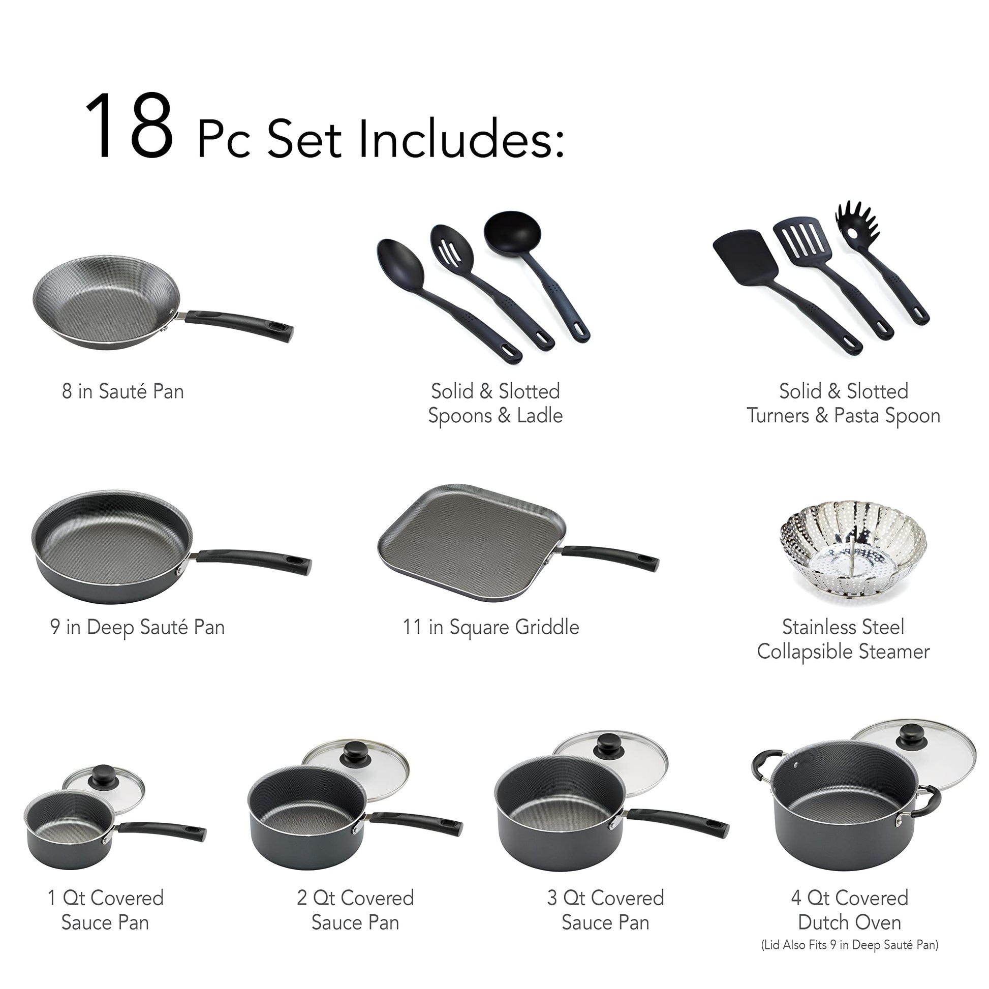 Batería de Cocina Tramontina Gris Aluminio Antiadherente 18 Piezas