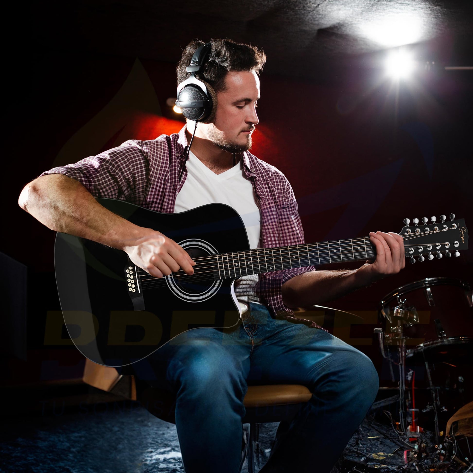 BREEZEE Guitarra Acústica Docerola de 42 Pulgadas, Guitarra de 12 Cuerdas, Incluye Kit de Accesorios, Funda Transportadora, Capo, Correa, Plumillas, Afinador y Más, Guitarra De Abeto Resistente