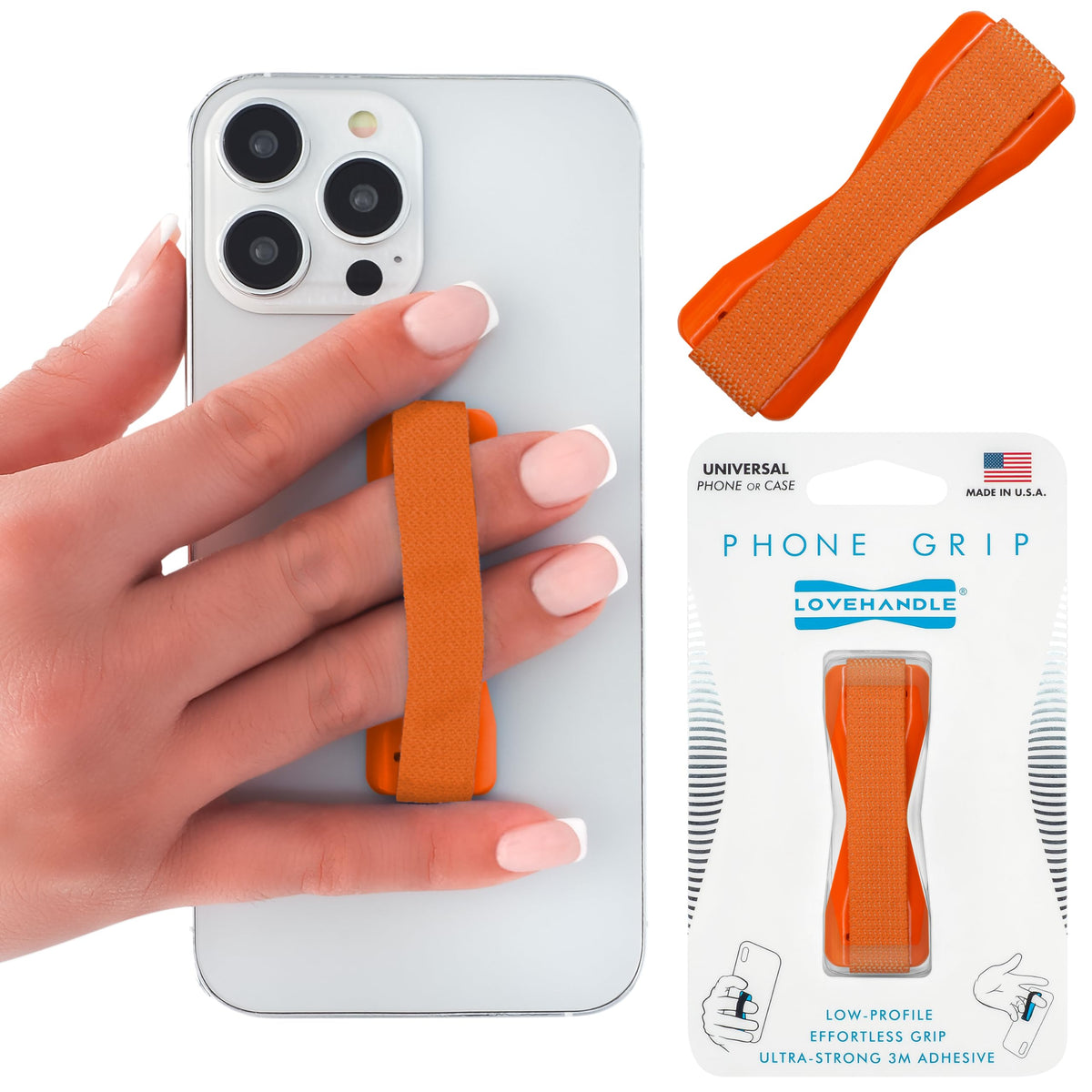 Empuñadura Universal LOVEHANDLE Naranja Sólido Original para Teléfono