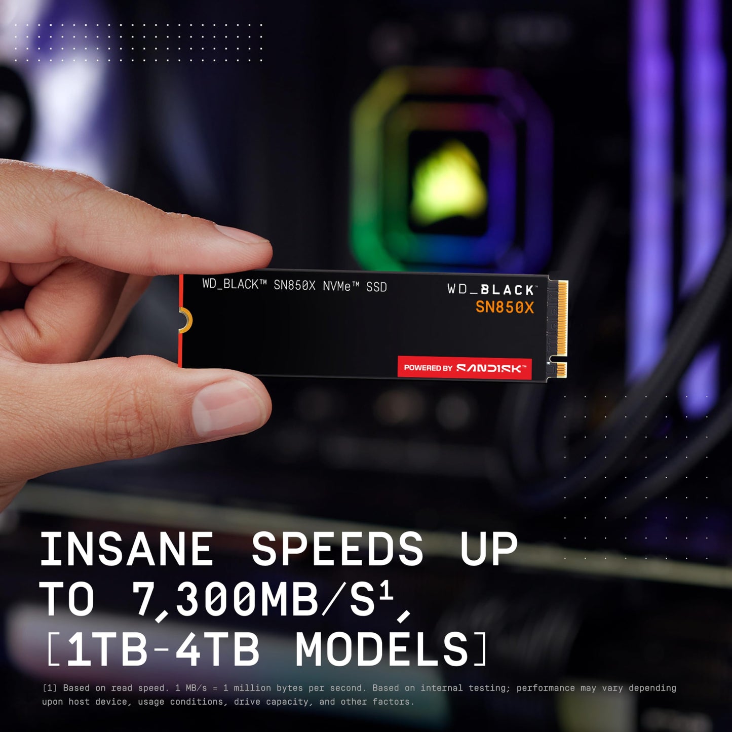 WD_BLACK SN850X NVMe SSD de 2 TB (Memoria para Juegos, tecnología PCIe Gen4, Lectura de 7300 MB/s, Escritura 6600 MB/s), Color Negro