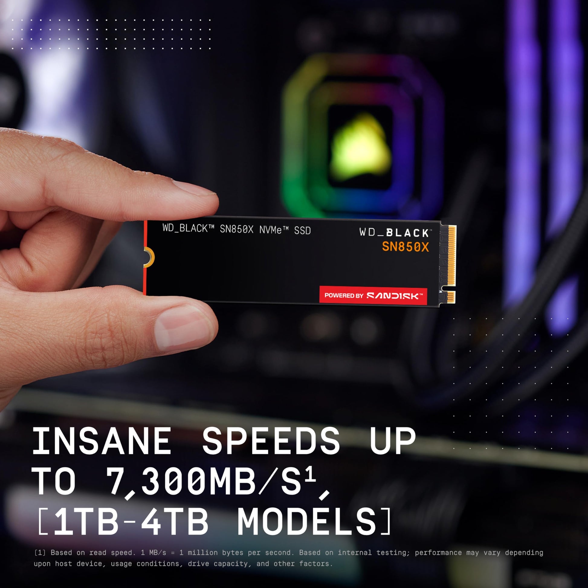 WD_BLACK SN850X NVMe SSD de 2 TB (Memoria para Juegos, tecnología PCIe Gen4, Lectura de 7300 MB/s, Escritura 6600 MB/s), Color Negro