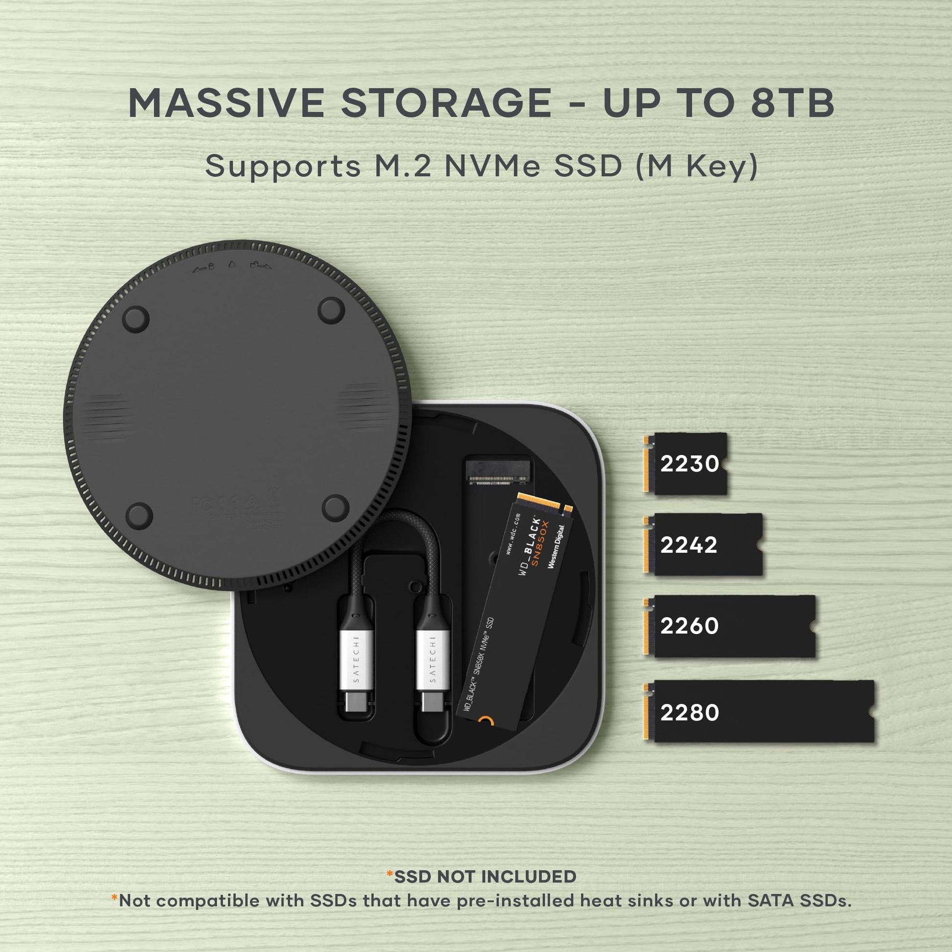 Carcasa SSD NVMe USB4 Satechi Plateado Compatible con Thunderbolt 5/4 para Mac Mini