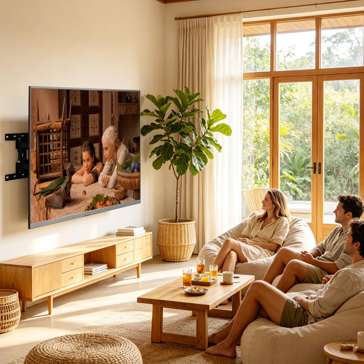 Soporte de TV COUWELL Negro Inclinable y Giratorio para Pantallas de 43 a 100 Pulgadas