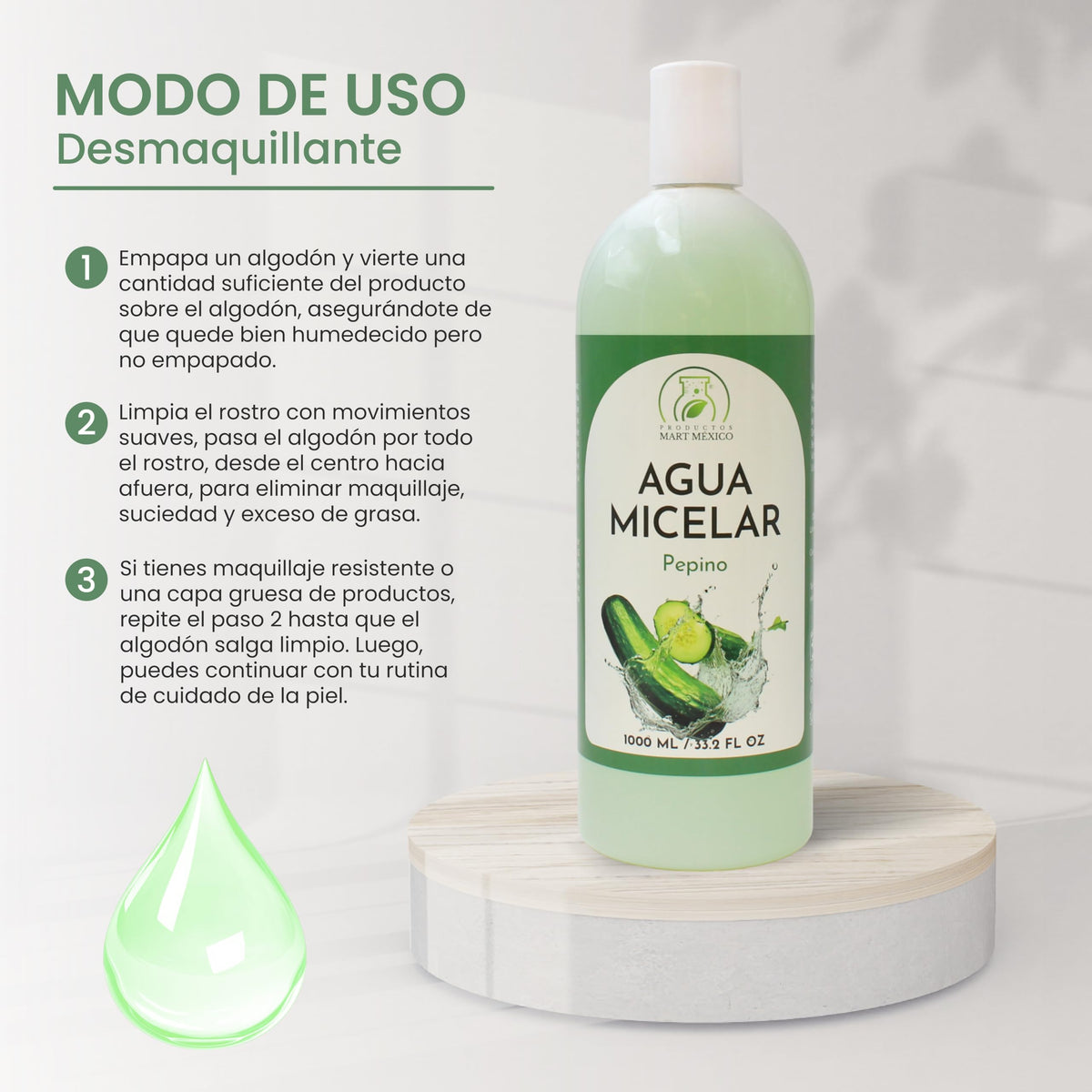 Agua Micelar De Pepino Refrescante 1 Litro