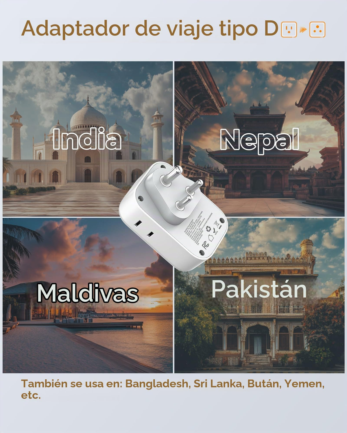 Adaptador Universal de Viaje TESSAN índico India