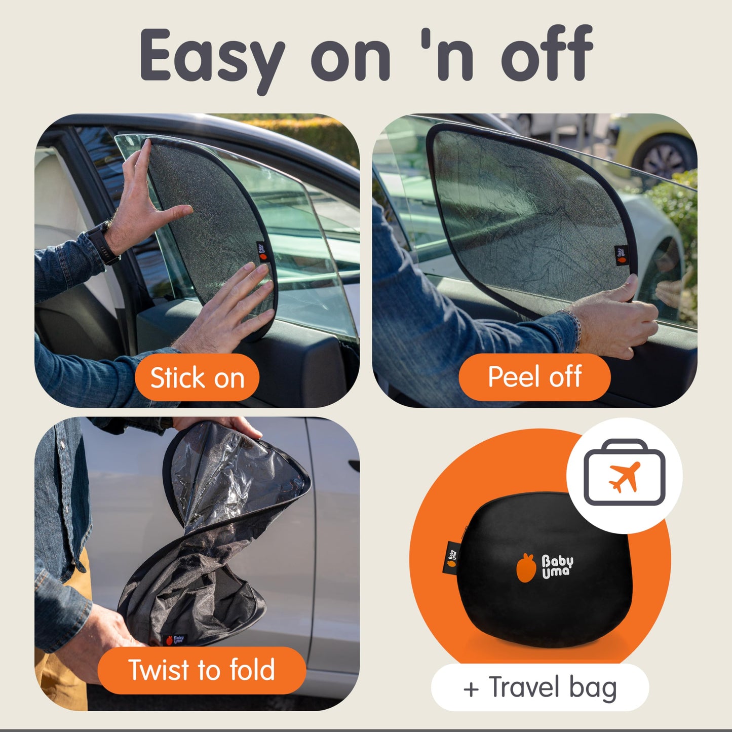 Onco Baby - Juego de cortinas para espejo de coche y ventana de coche (18.9 x 12 pulgadas), visualización UPF 50+, espejo de coche 100% a prueba de roturas para bebé, pantallas universales y espejo
