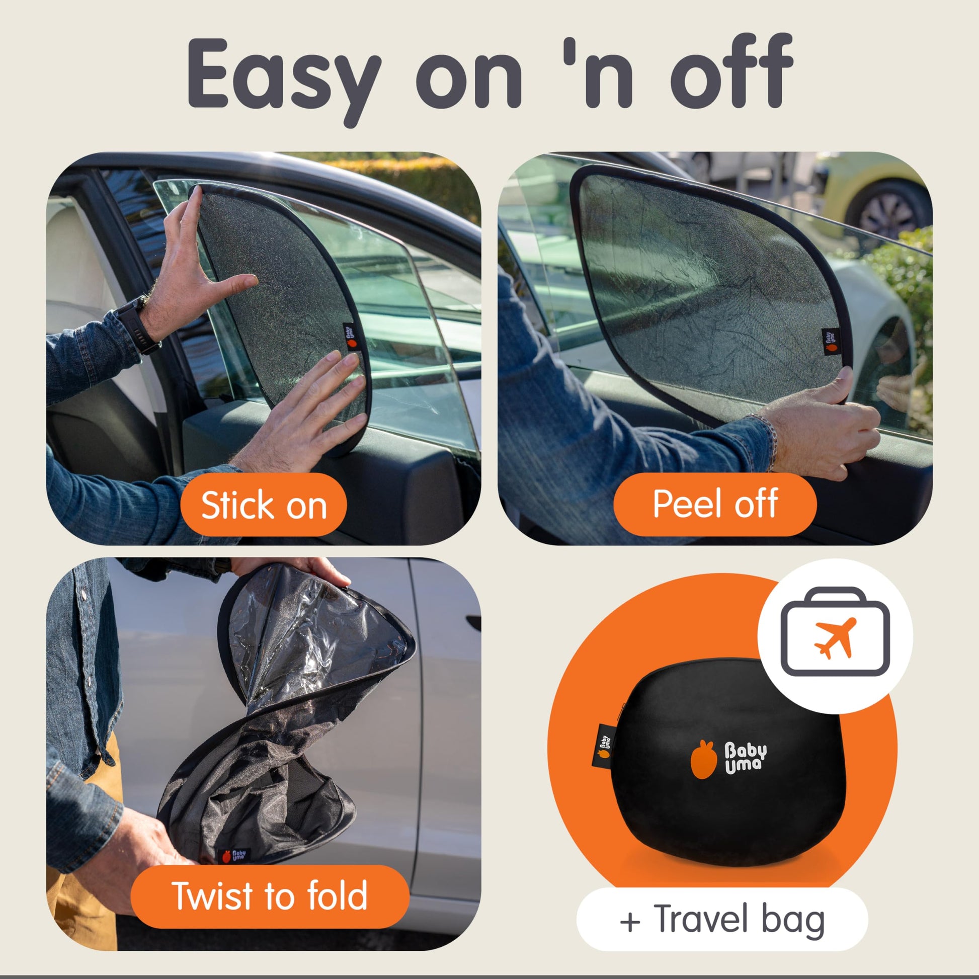 Onco Baby - Juego de cortinas para espejo de coche y ventana de coche (18.9 x 12 pulgadas), visualización UPF 50+, espejo de coche 100% a prueba de roturas para bebé, pantallas universales y espejo