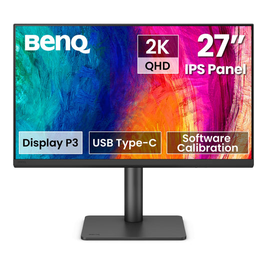 BenQ Monitor PD2706QN 27" 2K QHD (2560x1440) para diseñadores, IPS, 95% P3, 100% sRGB/Rec.709, USB-C, 100 Hz, calibración por Software, Panel Nano Mate antirreflejo, Altura Ajustable.