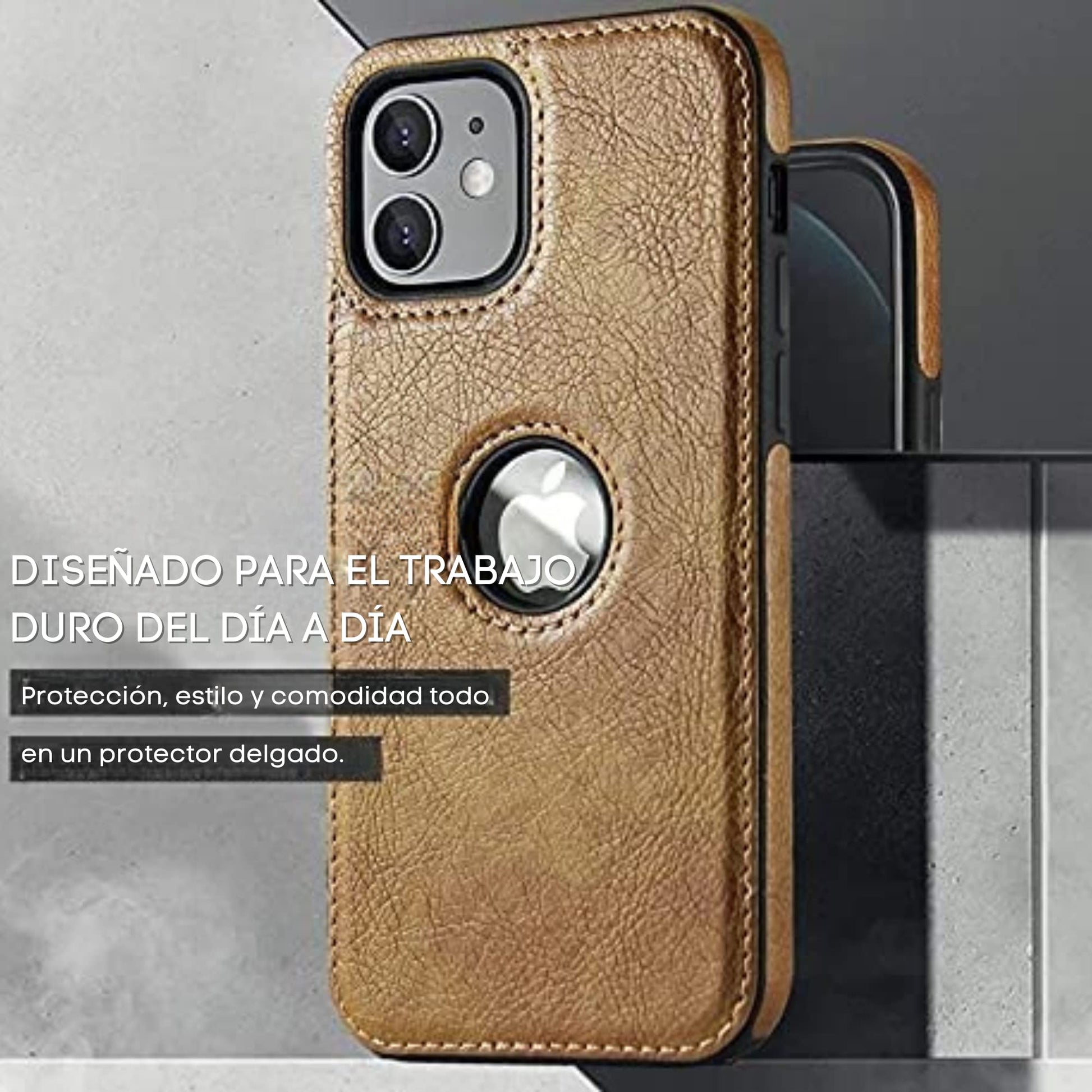 CELULARTE Funda Tipo Piel para iPhone 13 Protector PU Leather Case (Café, iPhone 13)