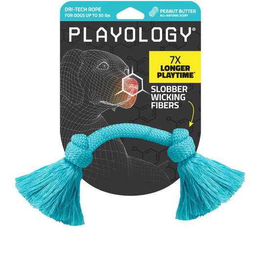 Juguete para perro Playology DriTech, tamaño mediano, aroma de mantequilla de maní natural