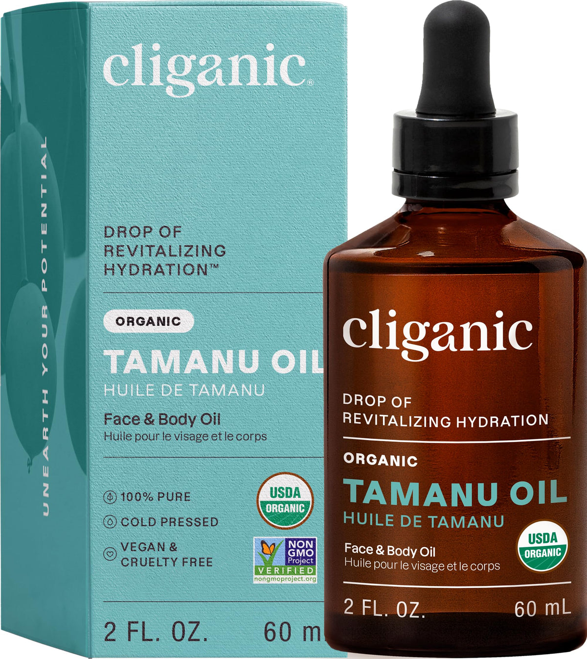 Cliganic Aceite de Tamanu Orgánico Prensado en Frío y Sin Refinar 60 ml