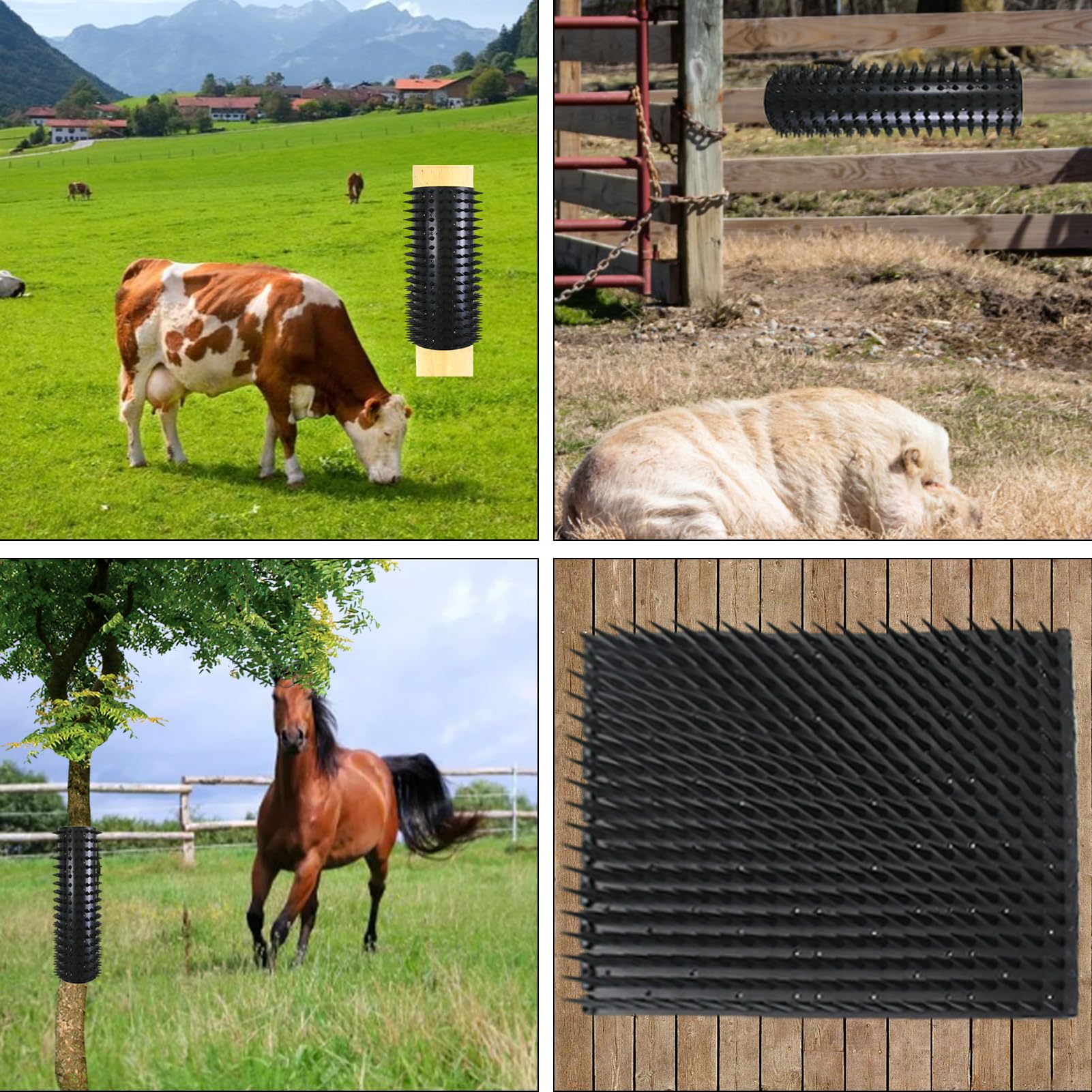Poste Rascador Equino Almohadilla Negro con 40 Tornillos para Alivio de Cosquillas de Animales