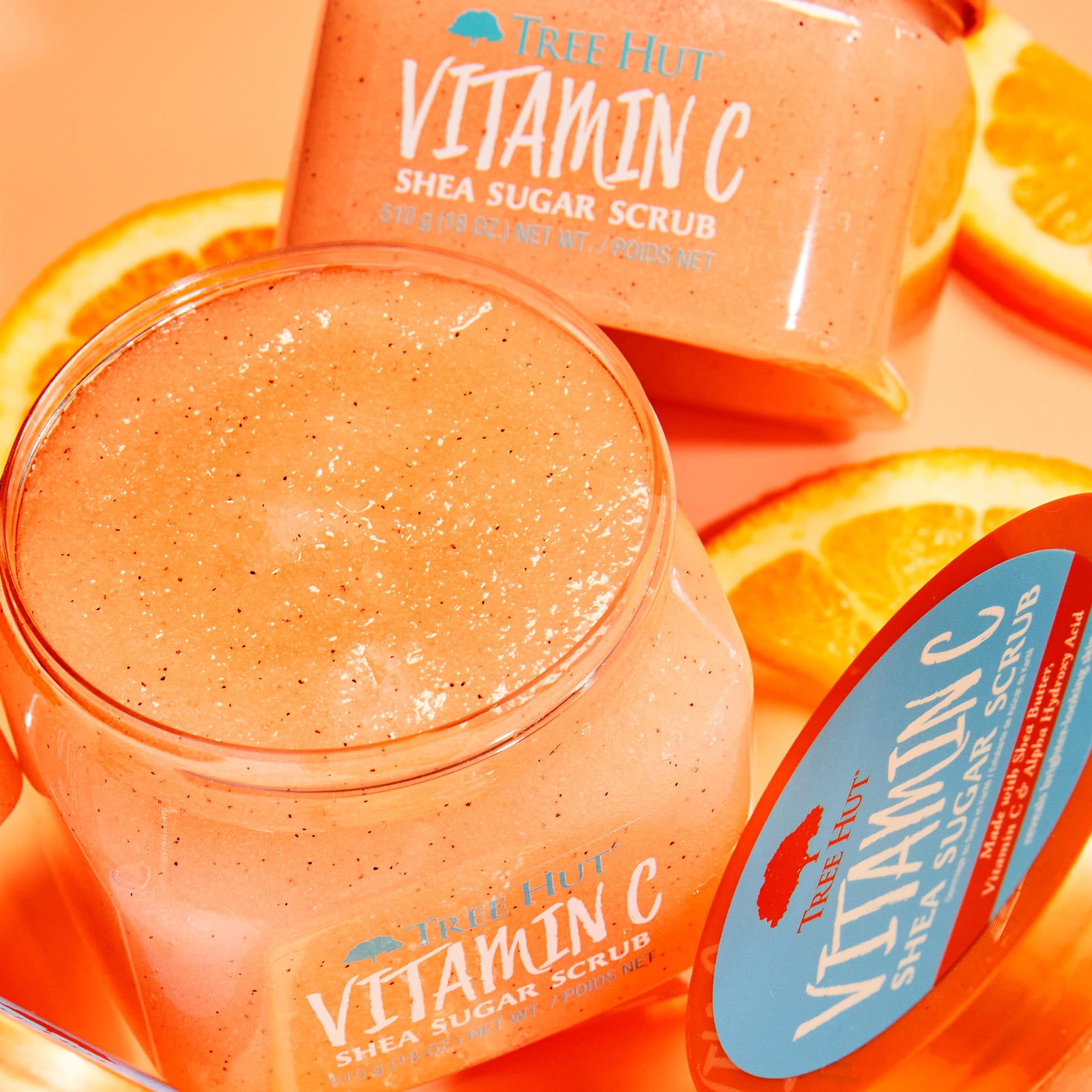 TREE HUT, Vitamin C Shea Sugar Scrub, Exfoliante Corporal de Azúcar Natural con Manteca de Karité y Vitamina C, Exfolia e Hidrata la Piel, 510 gramos