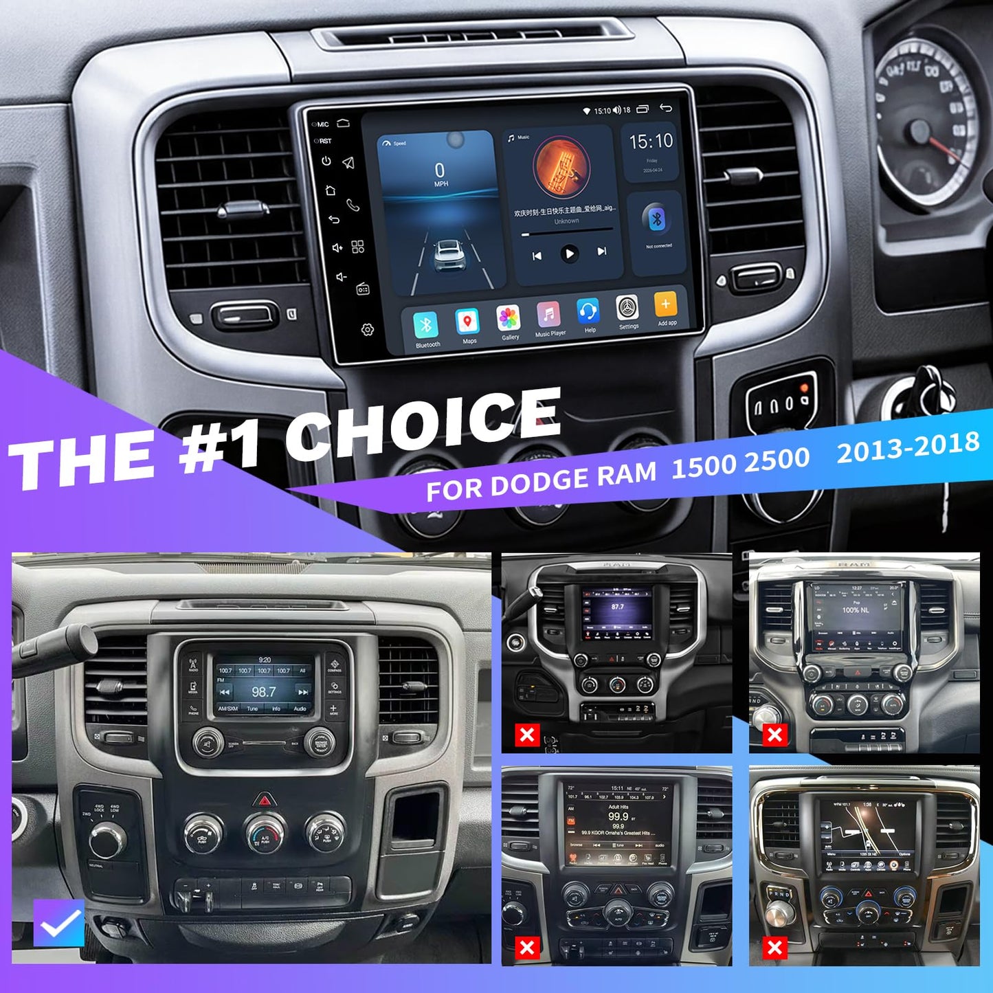 Radio estéreo de coche para Dodge Ram 1500 2500 3500 2013-2018: procesamiento de señal digital (DSP)