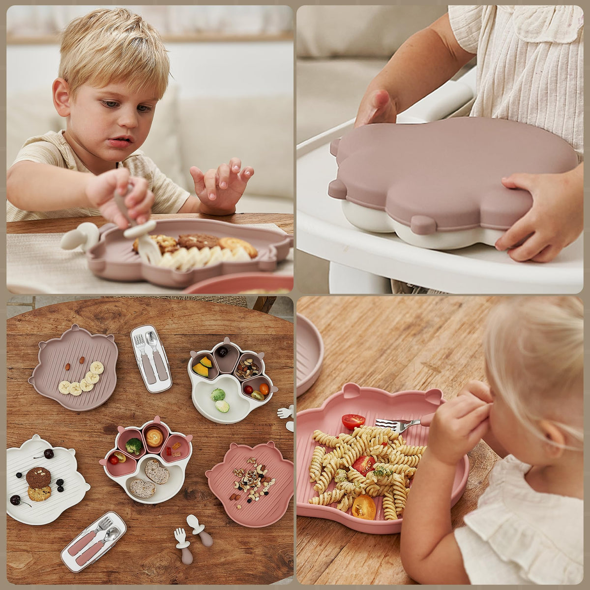 Firgi MEOW Plate - Platos de alimentación para bebés pequeños, 100% silicona de grado alimenticio, suministros de destete LED, sin BPA, suministros de alimentación de silicona suave y duradera, sin