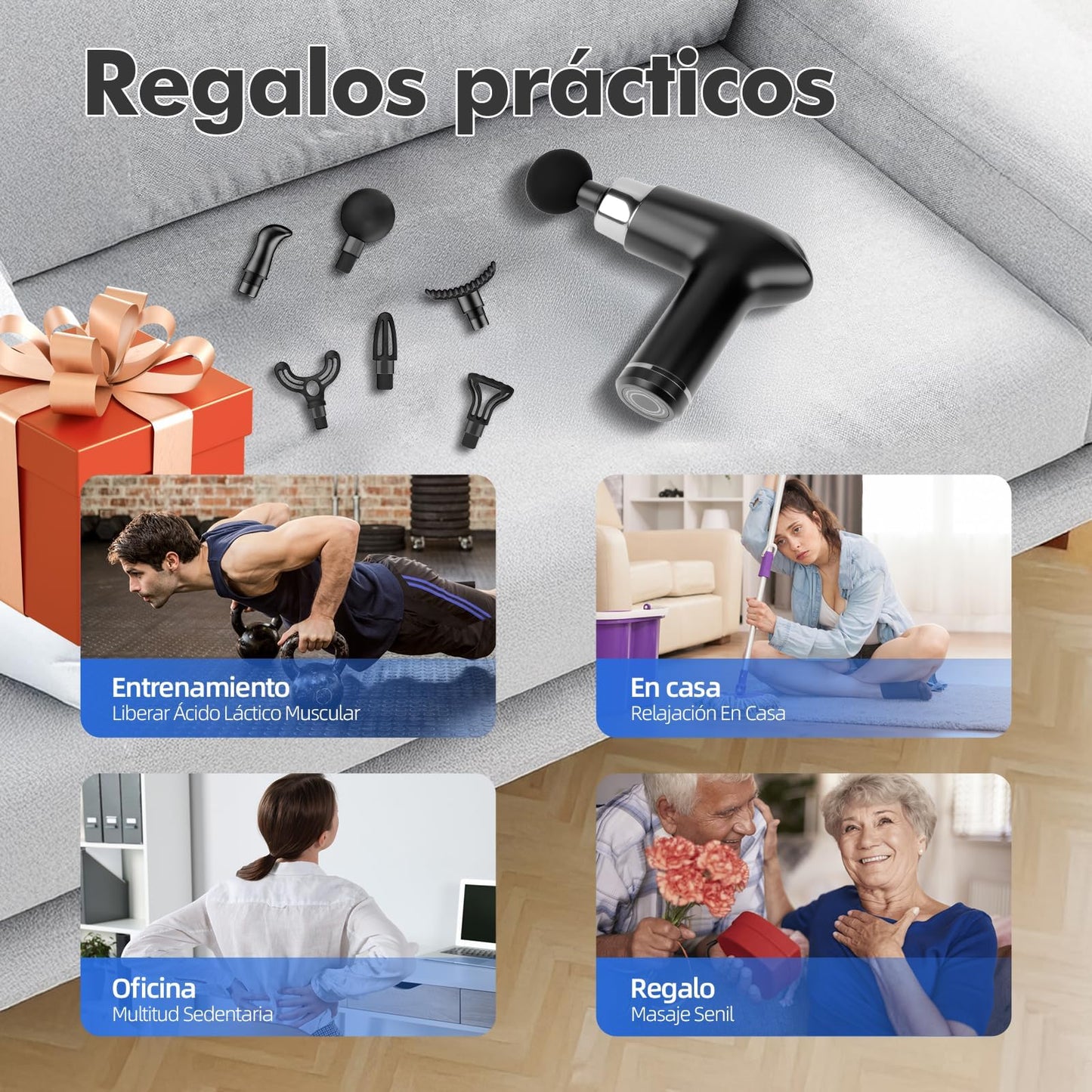Masajeador de Espalda, Pistola de Masaje Muscular, Maquina para Masajes Musculares,Mini Massage Gun Portátil con 12 Niveles Ajustables,Pantalla Lcd,SúPer Silencioso, Masajeador de Pies, Cuello Hombro