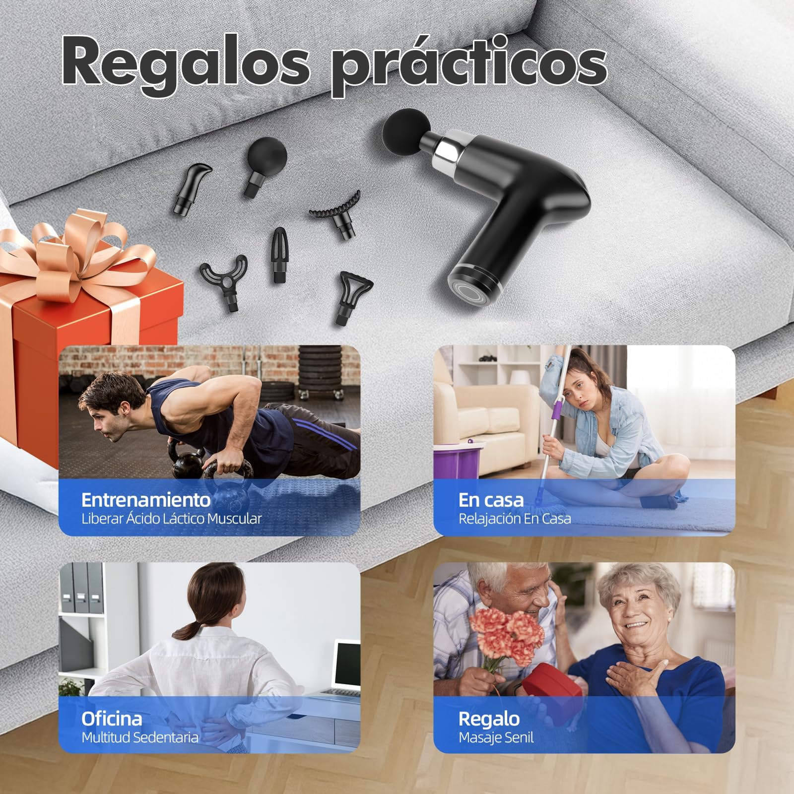 Masajeador de Espalda, Pistola de Masaje Muscular, Maquina para Masajes Musculares,Mini Massage Gun Portátil con 12 Niveles Ajustables,Pantalla Lcd,SúPer Silencioso, Masajeador de Pies, Cuello Hombro