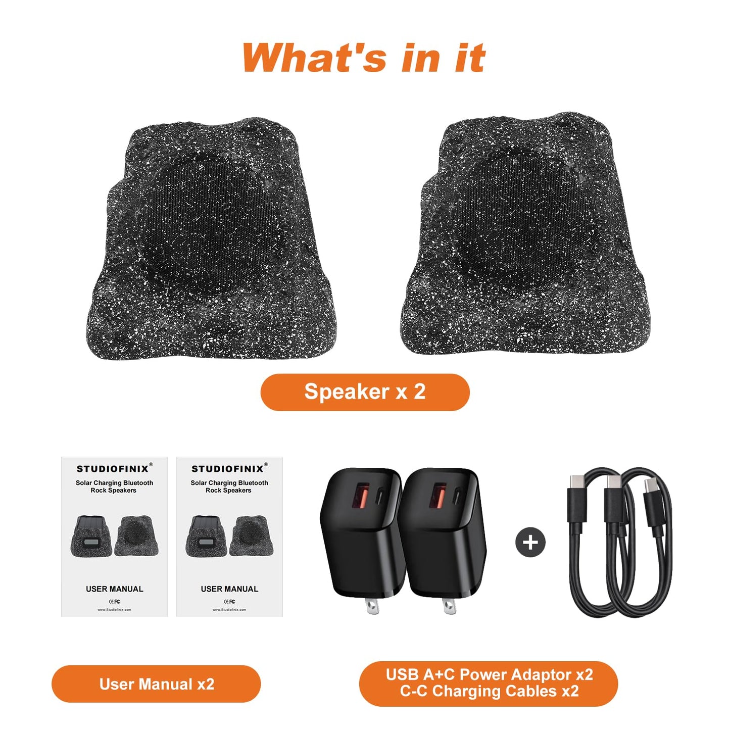 STUDIOFINIX Par de altavoces impermeables para exteriores de 10,2 cm - Altavoz Bluetooth 5.3 inalámbrico con energía solar - Potencia máxima de 160 W para jardín, terraza, piscina, patio trasero (gris