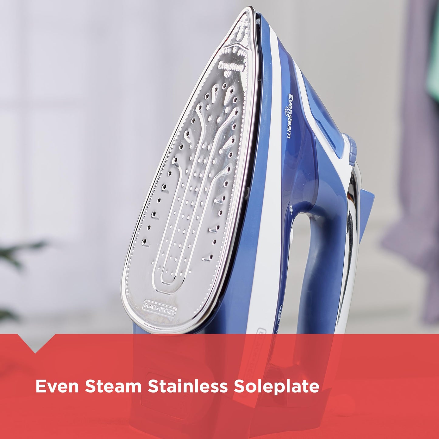BLACK+DECKER - Plancha de vapor de un paso, suela EvenSteam y control de vapor inteligente con depósito de agua de fácil llenado y apagado automático de 3 vías