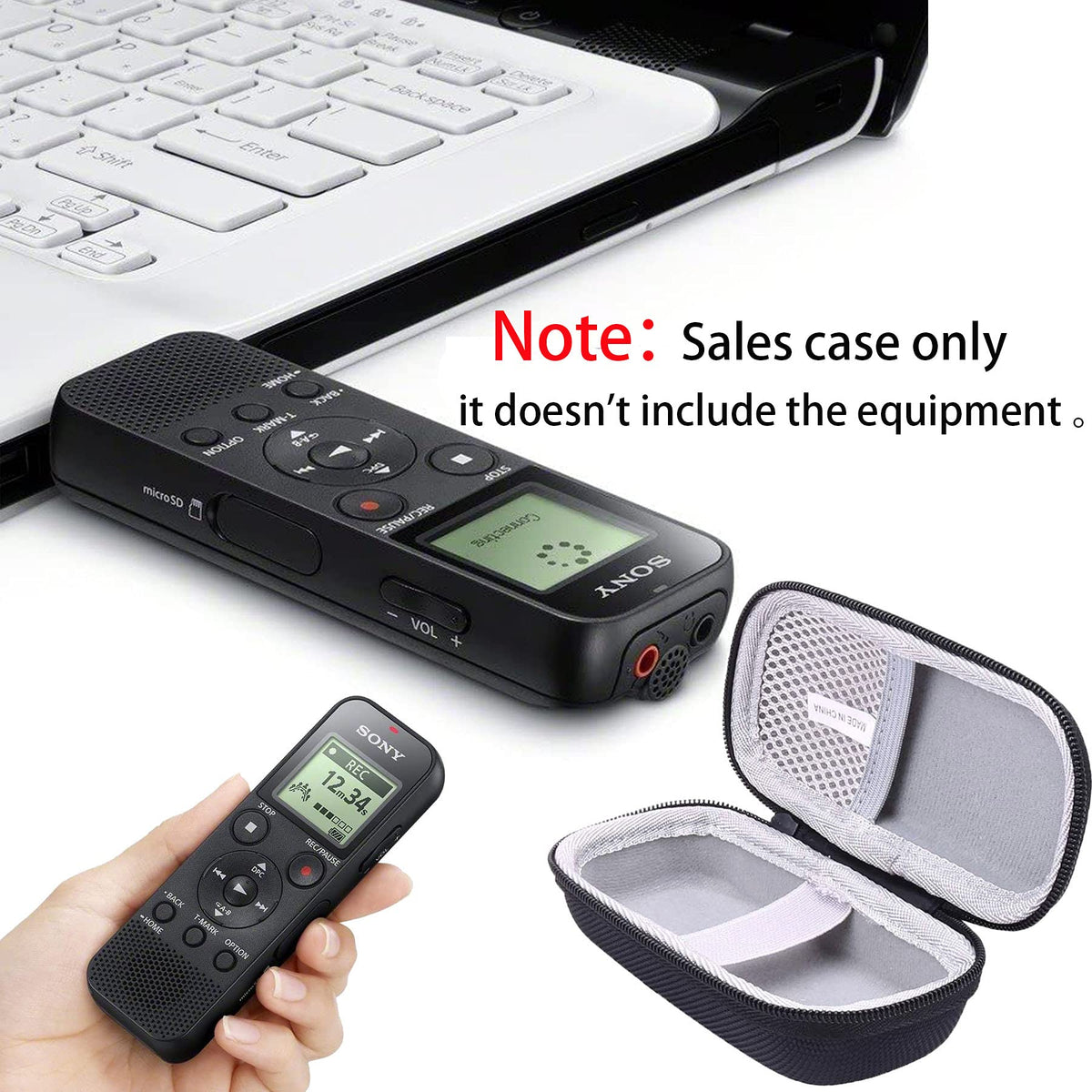 Funda Rígida EVA JINMEI Gris para Sony ICD-PX370/PX470/PX570 Grabadora Digital de Voz