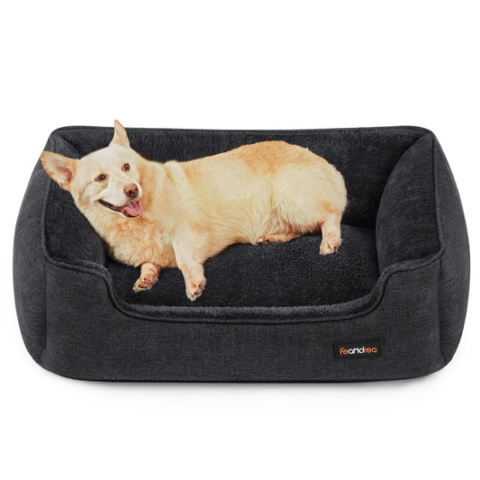 Feandrea Cama para Perros, Sofá para Mascotas, 90 x 75 x 25 cm, Bordes Elevados, L, para Perros Medianos, Gris Oscuro MPGW011G01