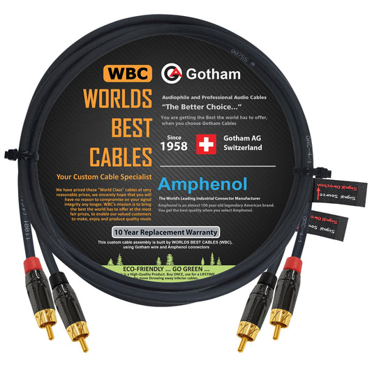 Cable de Audio Balanceado Star-Quad 4 pies Gotham GAC-4/1 Negro Conectores RCA para Interconexión