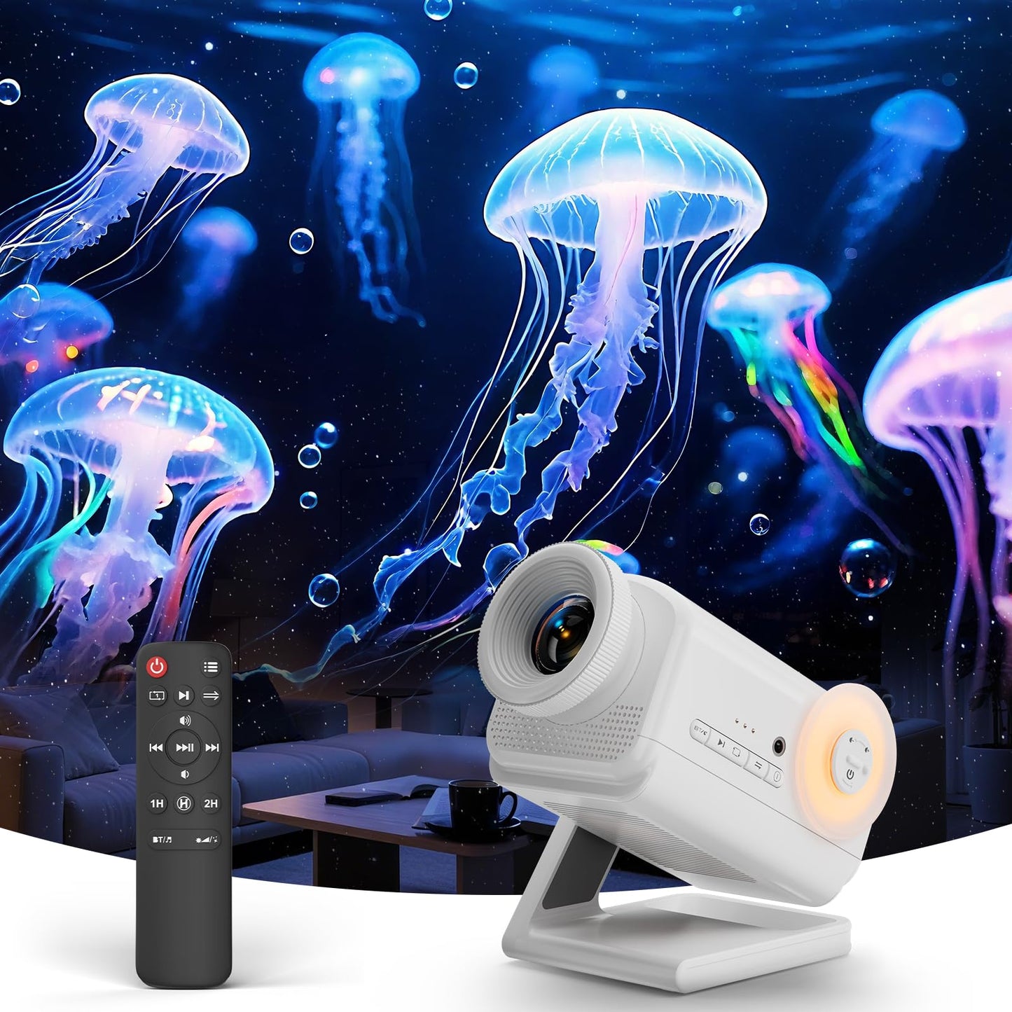 Rossetta Proyector 3D, 60 Temas HD 3D Galaxy con Altavoz Bluetooth y Control Remoto, Temporizador de 1H/2H Espacial Luz Nocturna para Recámara de Niños, Decoración de Habitación