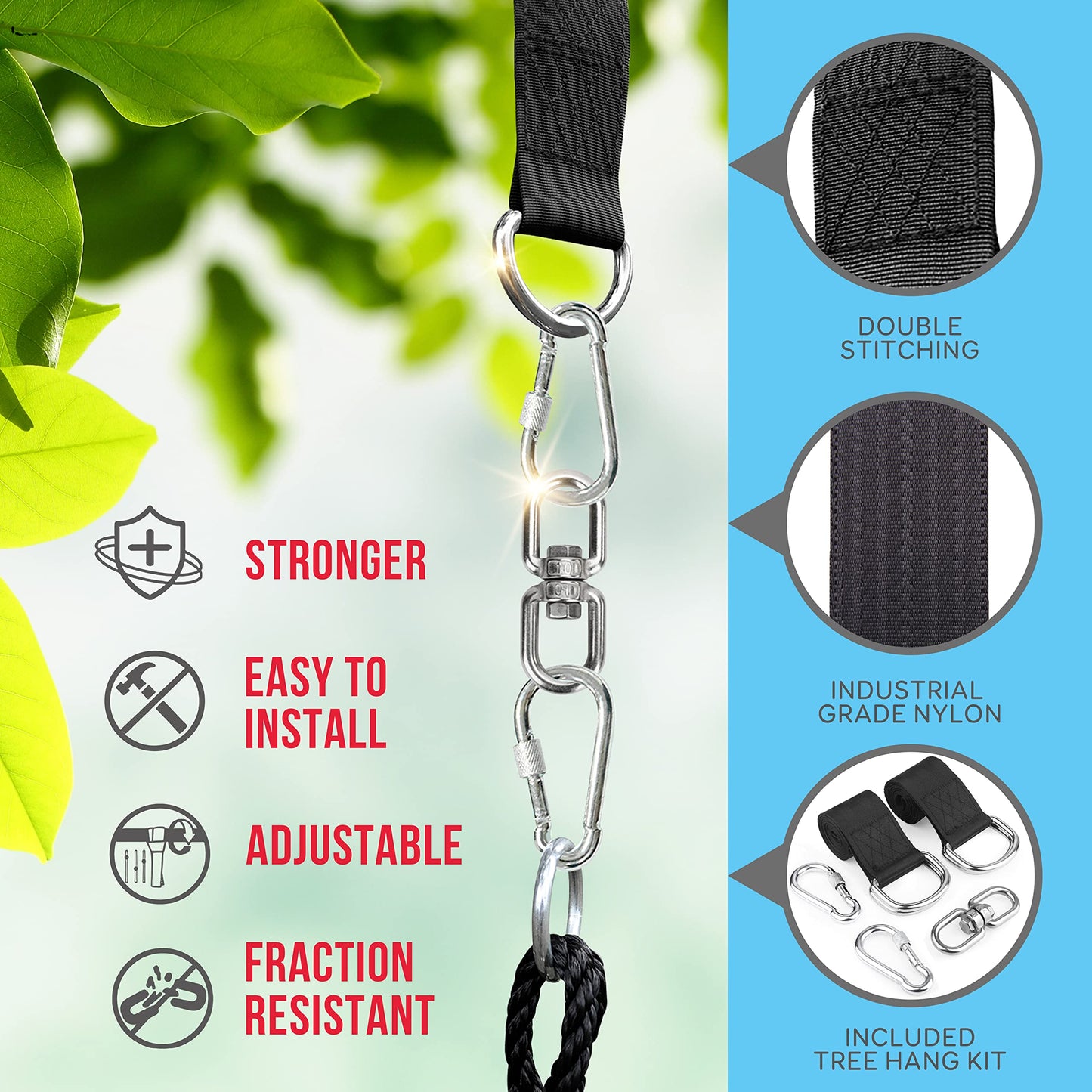 Columpio de Platillo SereneLife Negro con Kit Giratorio para niños