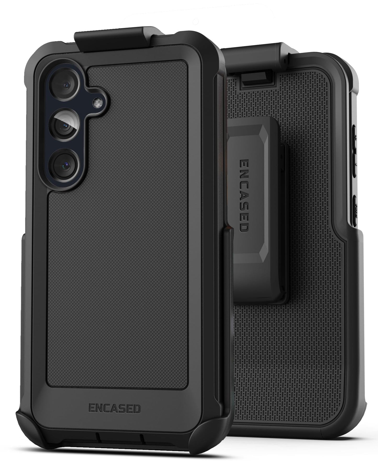 Funda protectora resistente para Samsung Galaxy A35 5G con clip para cinturón y protector de visualización (vidrio templado), color negro