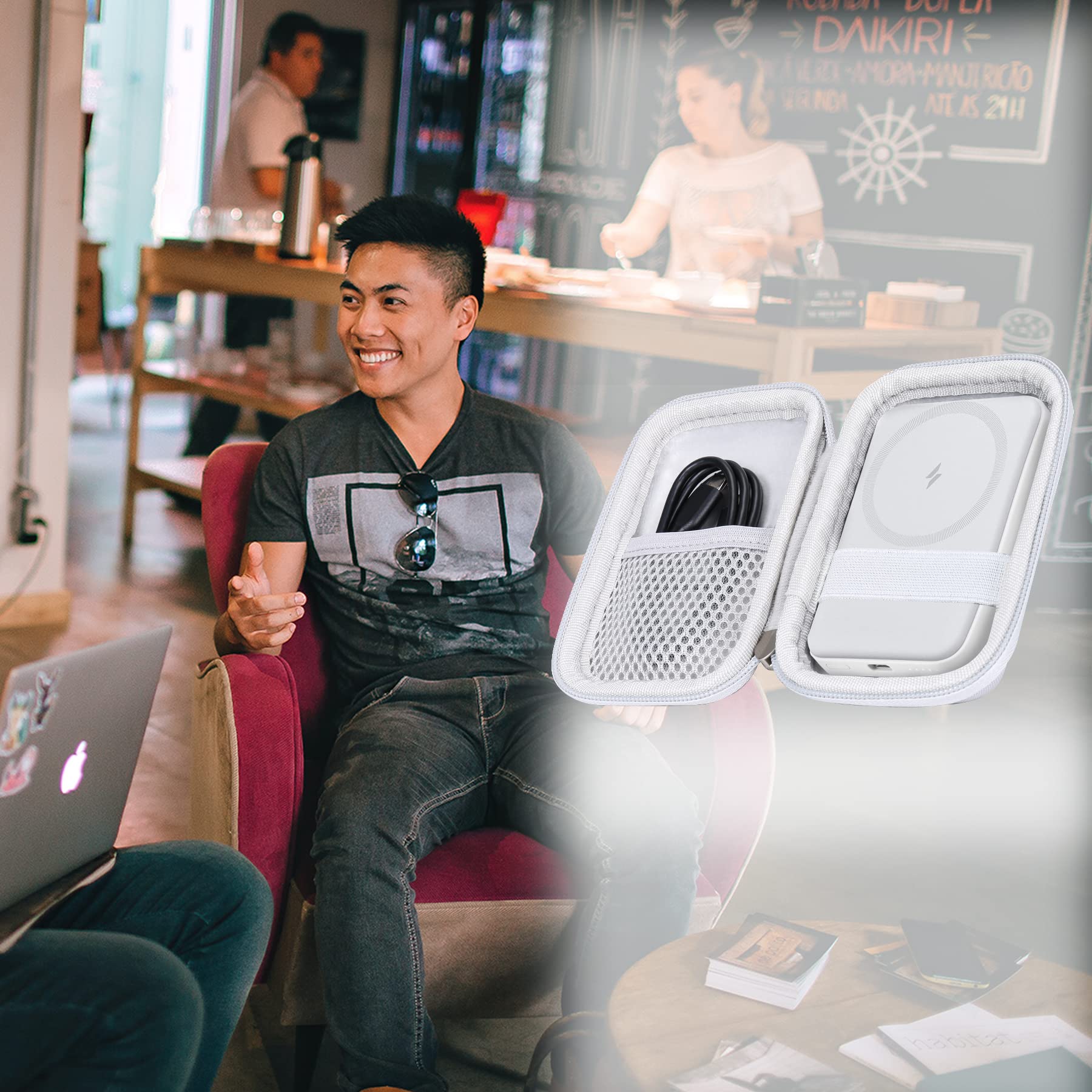 Funda rígida de Viaje khanka Blanco Anker 621 622 633 MagGo Cargador portátil inalámbrico de 5000 mAh 10000 mAh