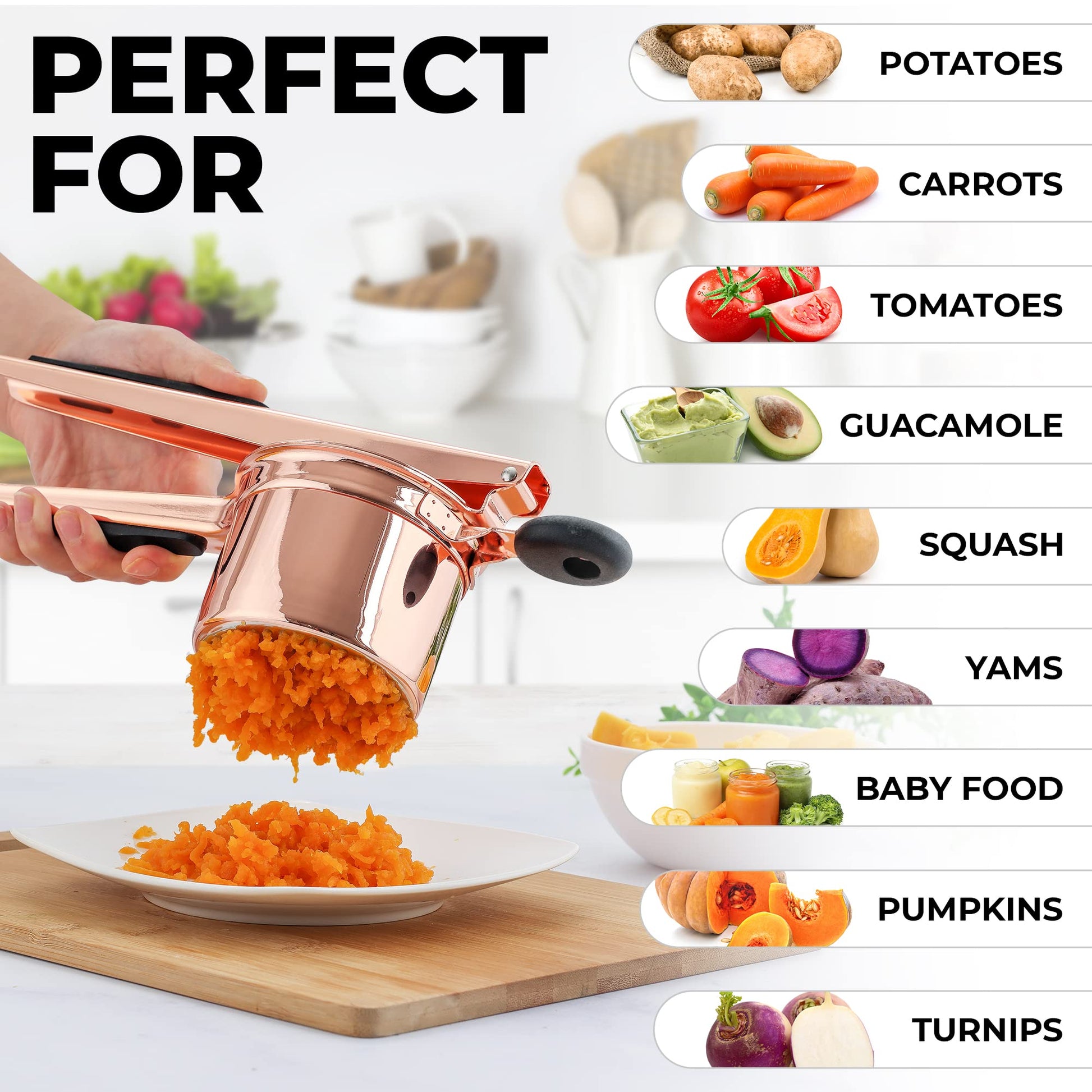 Rizador de Patatas Zulay Kitchen Acero Inoxidable Disco Fijo grande de 15 Onzas para Cocina