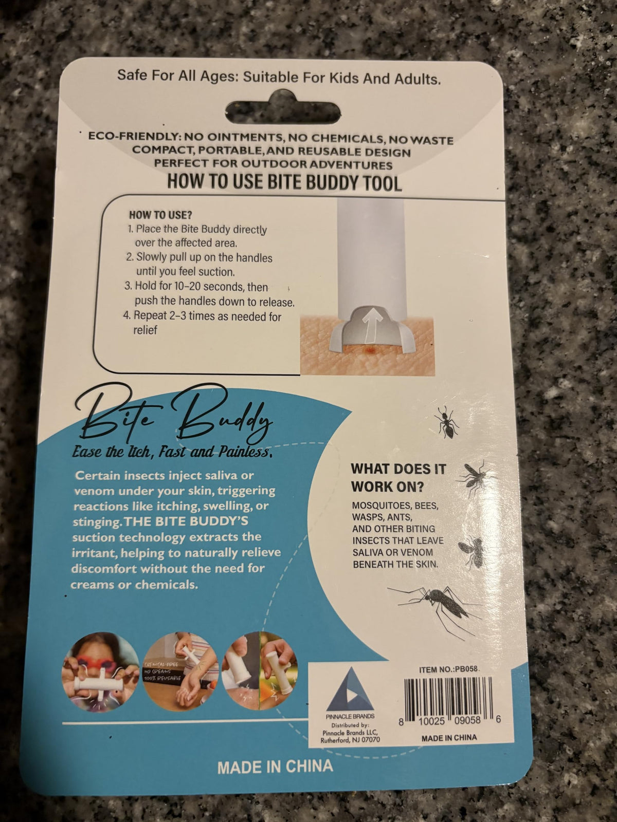 Succionador Bite Buddy Blanco Alivio Natural para Picaduras de Mosquitos, Abejas y Avispas