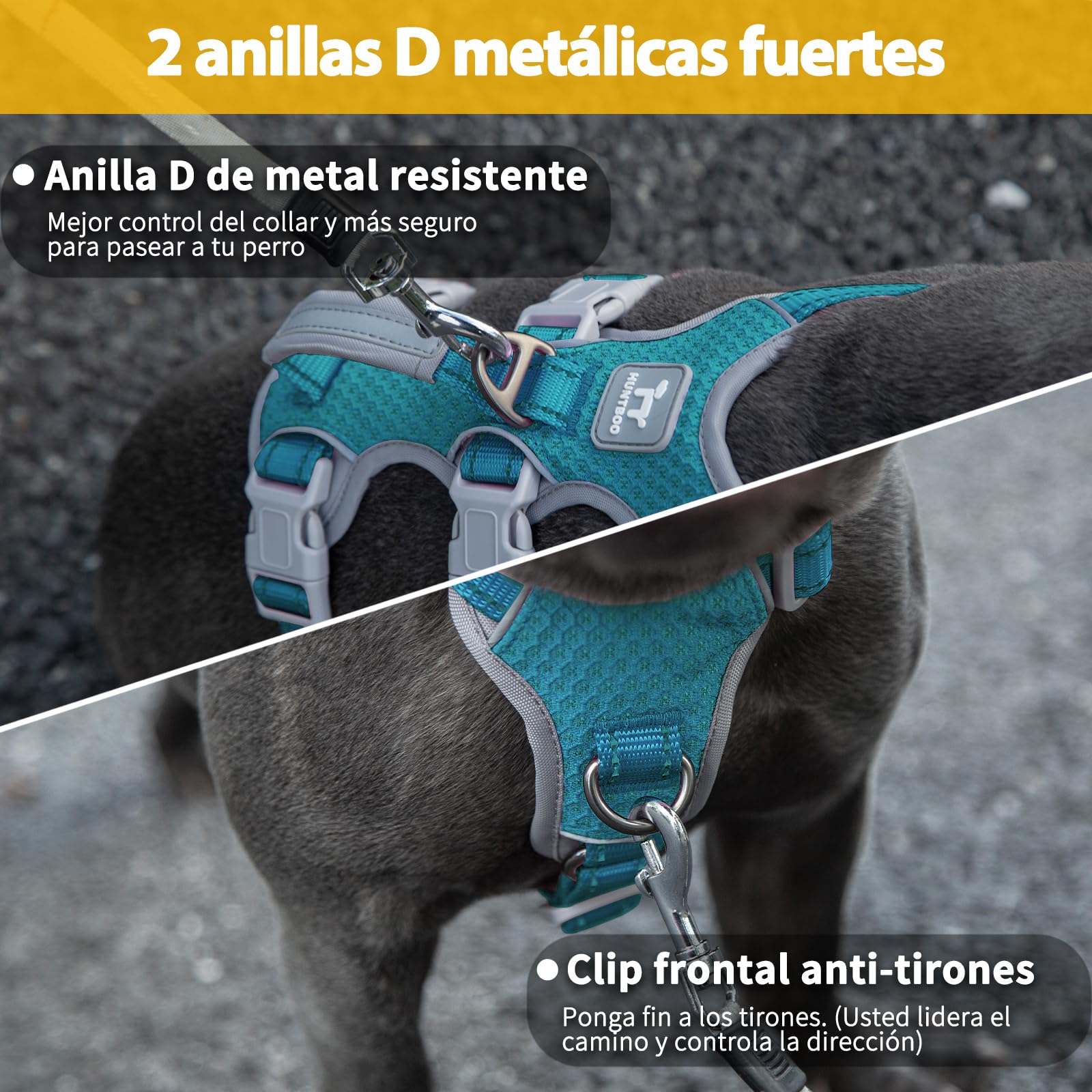 Arnés para perros No Escape, arnés a prueba de escapes,arnés totalmente reflectante con asa acolchada,transpirable, chaleco ajustable para perros medianos de paseo, adiestramiento y carrera(Azul,M)