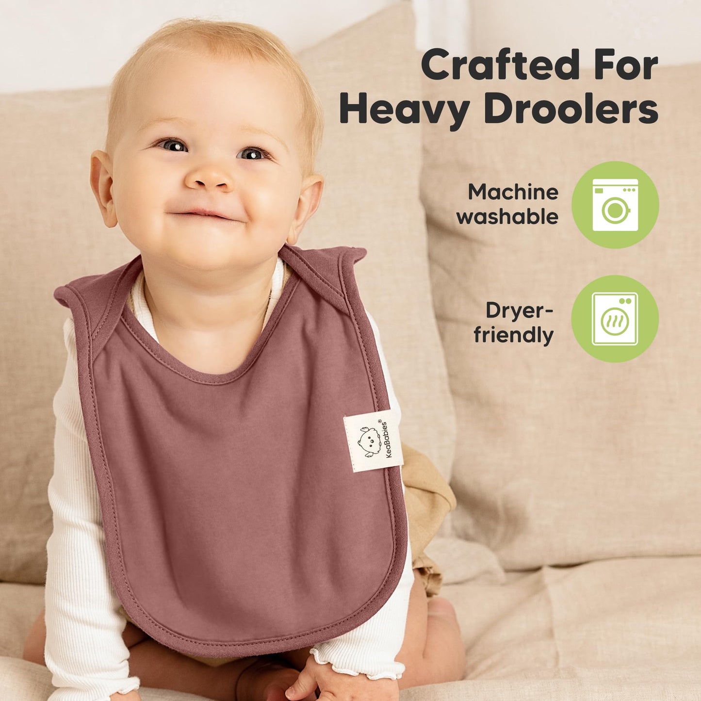 KeaBabies - Paquete de 8 baberos para bebés para niños y niñas, baberos sin botones para la dentición, bebé niña y niño pequeño, recién nacido, suave y absorbente, colores bonitos, cobertura grande