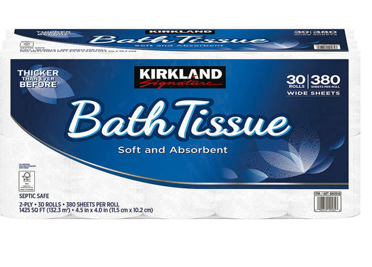 Pañuelo de Baño Kirkland Signature Blanco 2 Capas 30 Rollos
