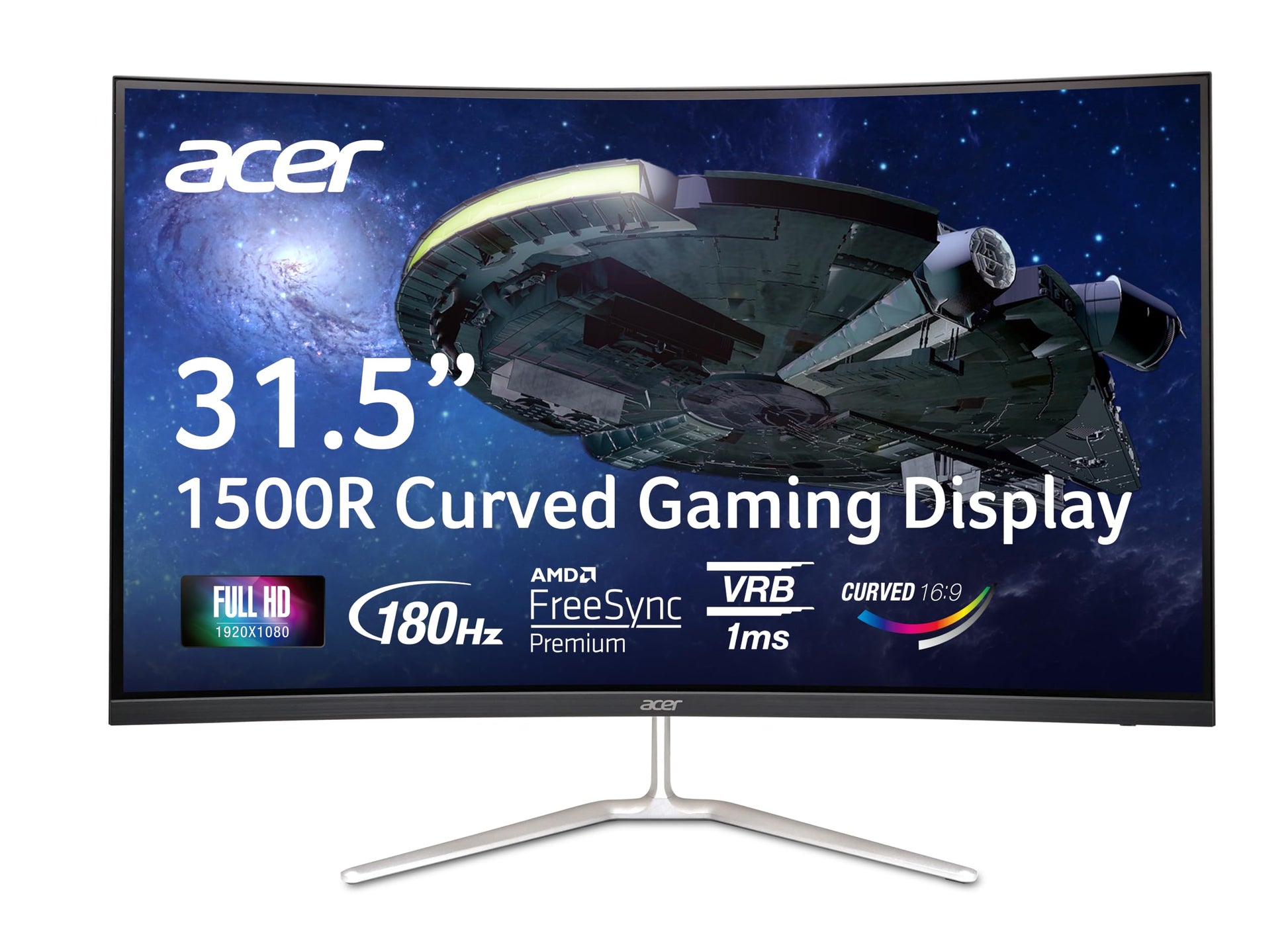 Acer Monitor Gamer Nitro ED0 31.5" Curvo FHD (1920 x 1080) Panel VA | frecuencia de actualización 165Hz (por DisplayPort) | Tiempo de Respuesta 1ms (VRB) | Puertos HDMI y DisplayPort