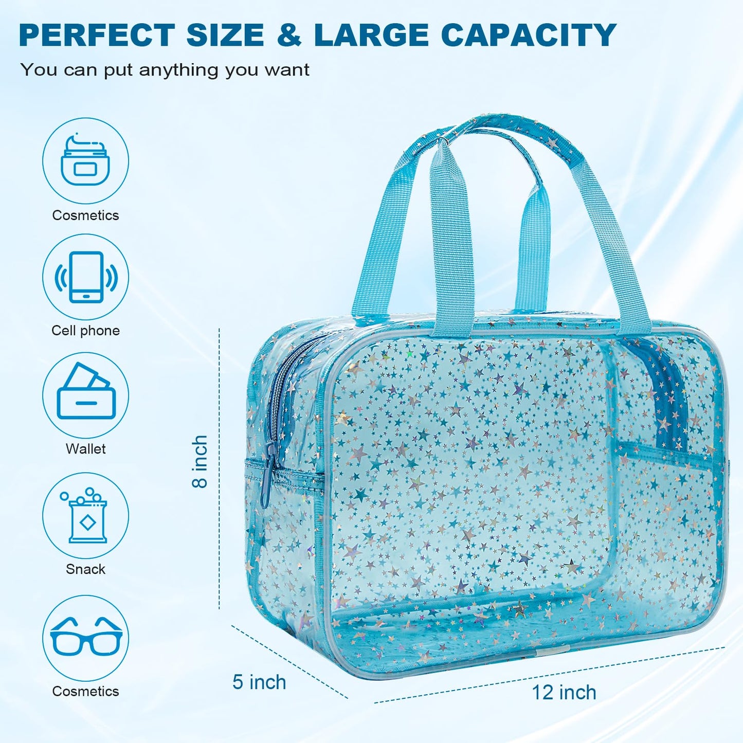 Bolsa de maquillaje transparente con inicial personalizada, bolsa de cosméticos rosa, bolsa de aseo de viaje, bonita bolsa de maquillaje transparente, bolsa organizadora para novia, maestro, regalos