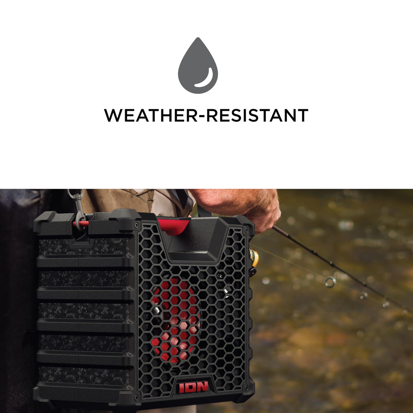 Ion Audio Tailgater Tough - Altavoz Bluetooth inalámbrico portátil resistente para todo tipo de clima, IPX5 resistente al agua, altavoz resistente a la intemperie para exteriores (reacondicionado)