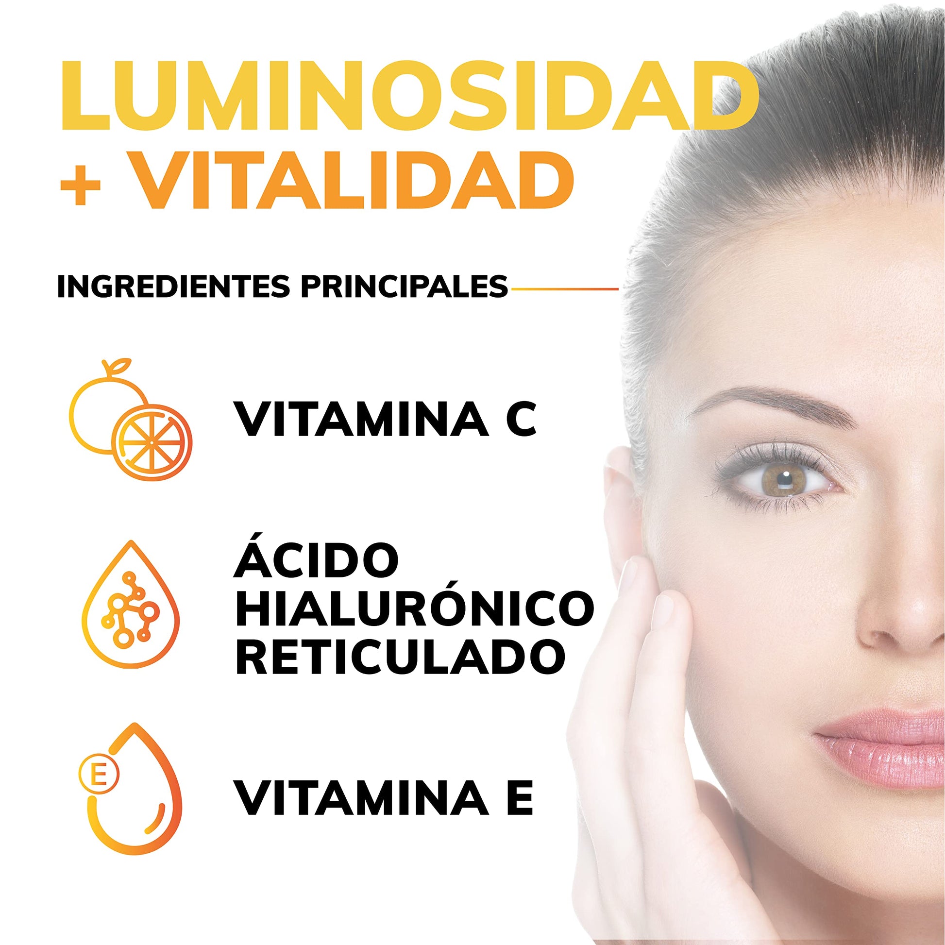 Serum Vitamina C + Ácido Hialurónico + Vitamina E | 95% Ingredientes Naturales | Skin Care | Luminosidad, Hidratación, Firmeza y Tono más Uniforme | Textura Ligera y Sin Sensación Grasosa | Suero Facial de Skincare Ideal Para Todo Tipo de Piel -30ml